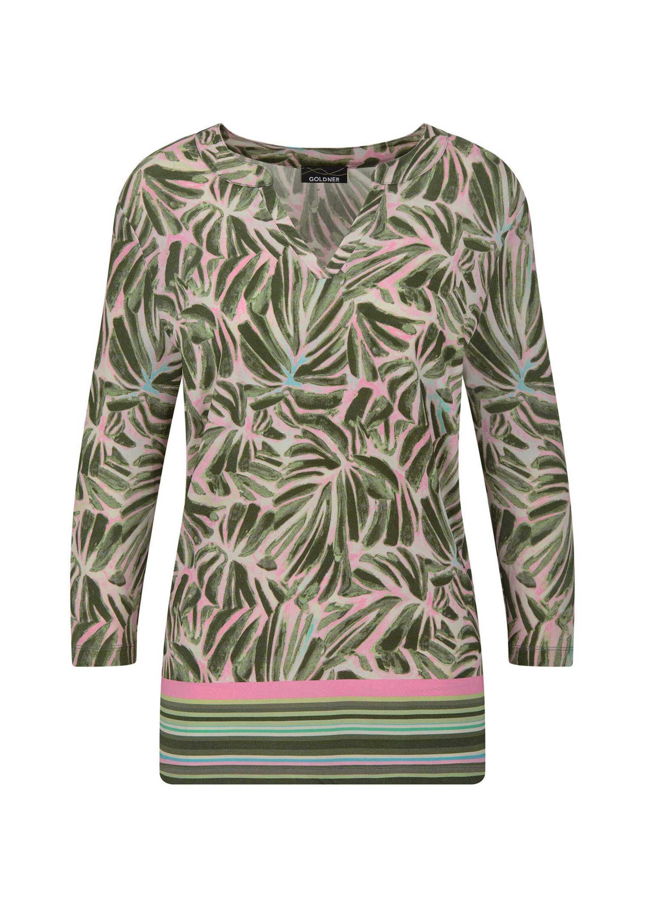 GOLDNER Print-Shirt "Kurzgröße Jerseyshirt mit floralem Design" stretchbequ günstig online kaufen