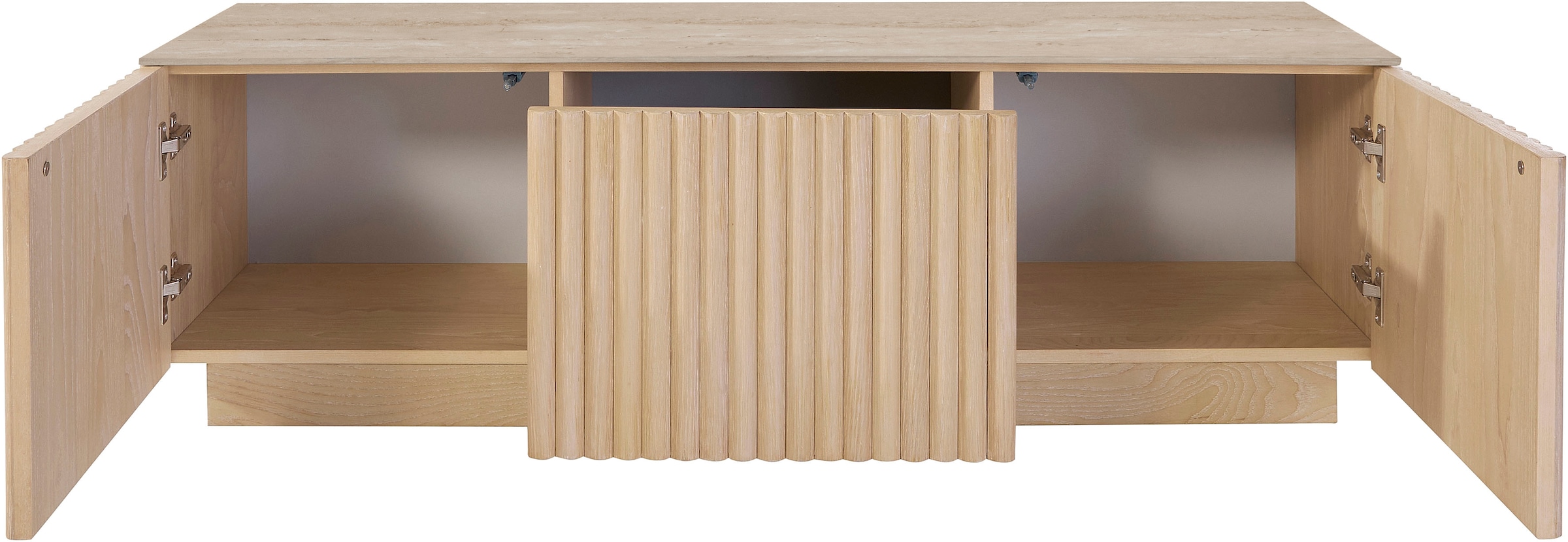 homsy by Ana Johnson TV-Schrank »Solva« Holzoptik aus Esche, geriffelte Front, Keramikplatte, Breite 138 cm