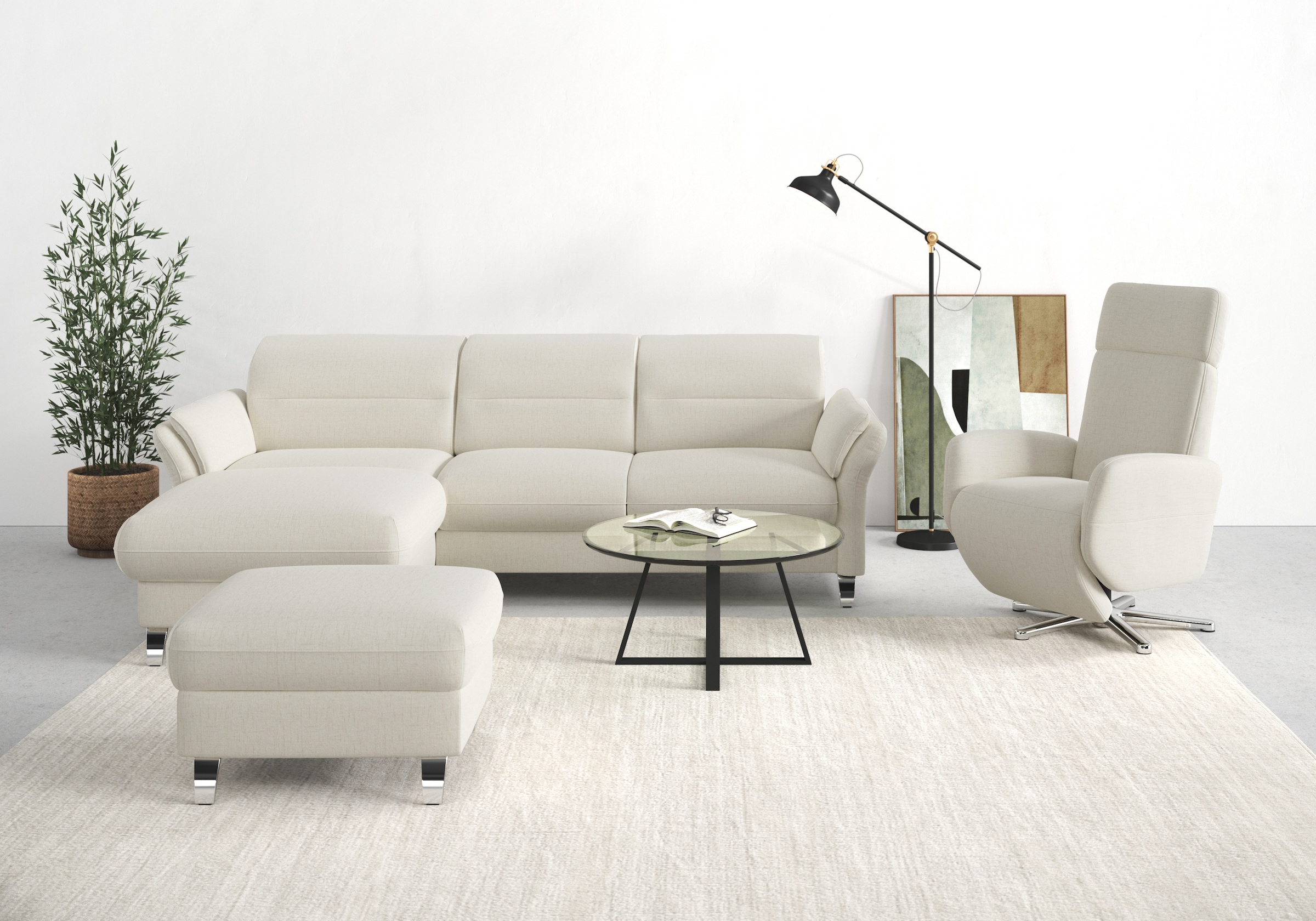 sit&more Ecksofa "Grenoble L-Form mit Federkern" wahlweise mit Schlaffunktion, Bettkasten, Arm- und Kopfteilverstellung