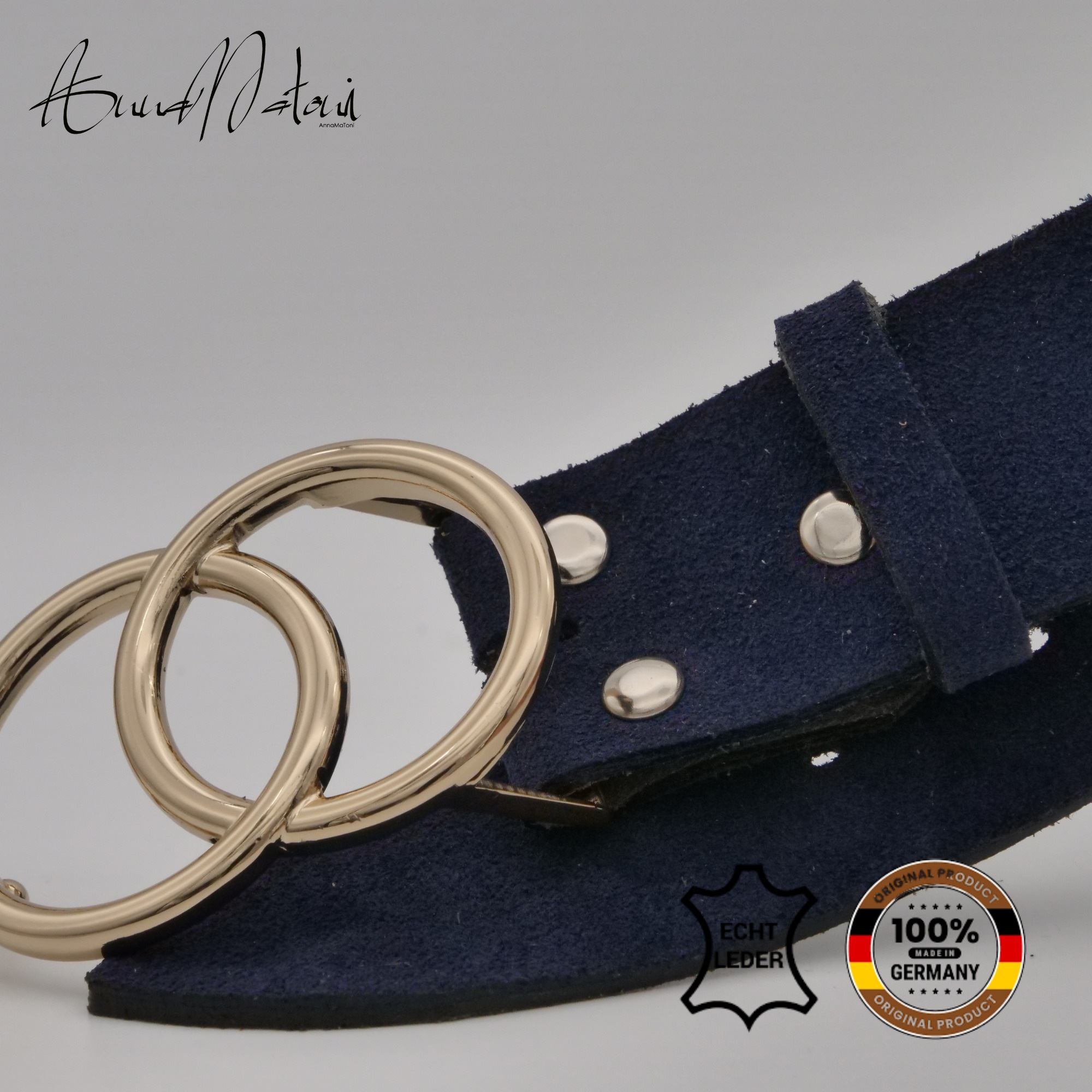 AnnaMatoni Women's Leather Belt Marine 4cm 5