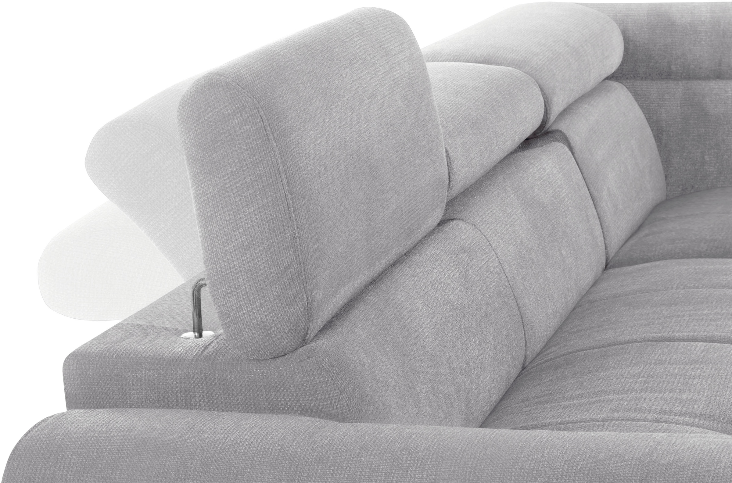 COTTA Ecksofa »Mia L-Form mit 3 Zierkissen«, wahlweise mit Bettfunktion, Bettkasten, Beleuchtung & Wireless-Charger
