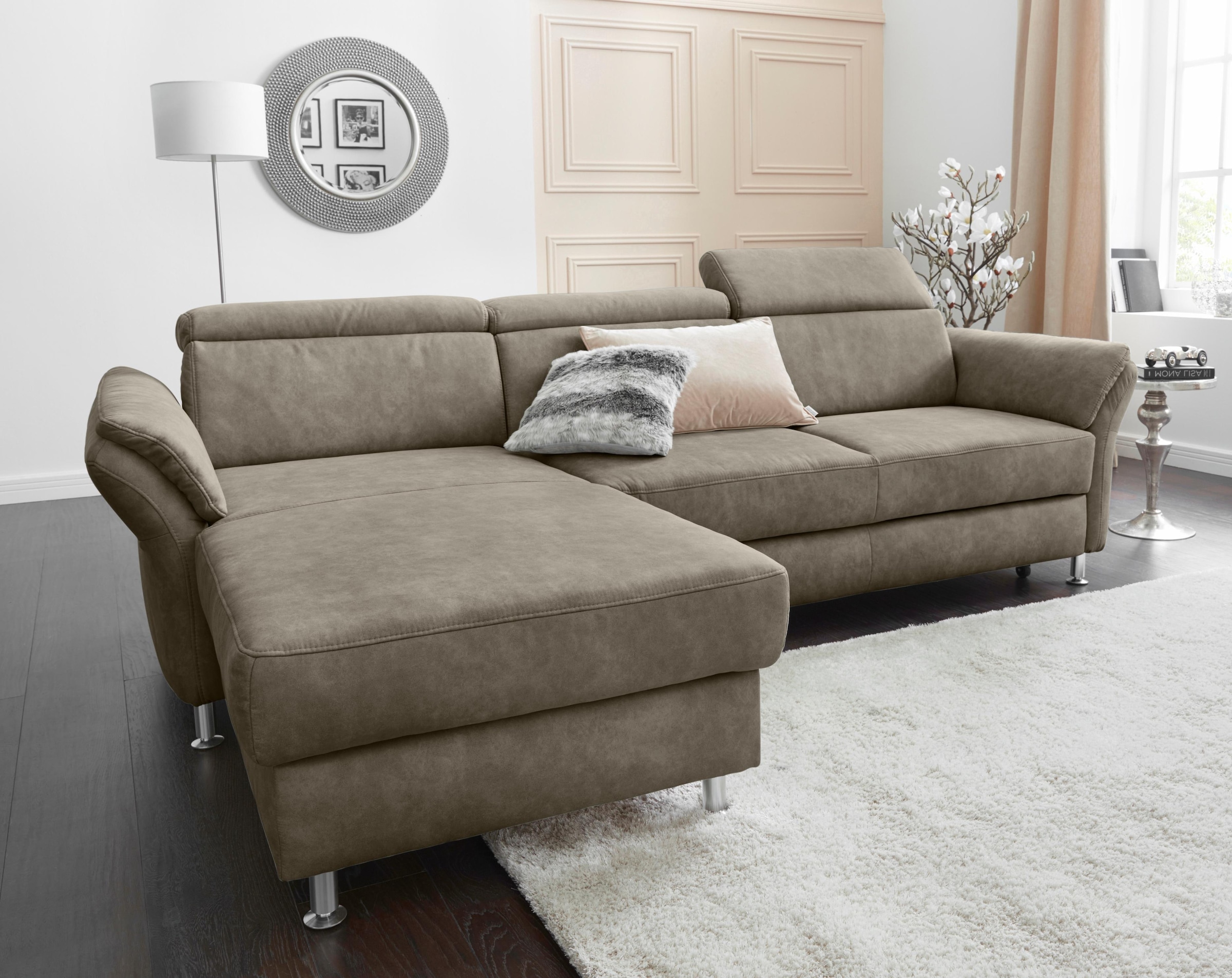 sit&more Ecksofa "Avignon L-Form" Kopfteilverstellung, wahlweise mit Schlaffunktion und Bettkasten