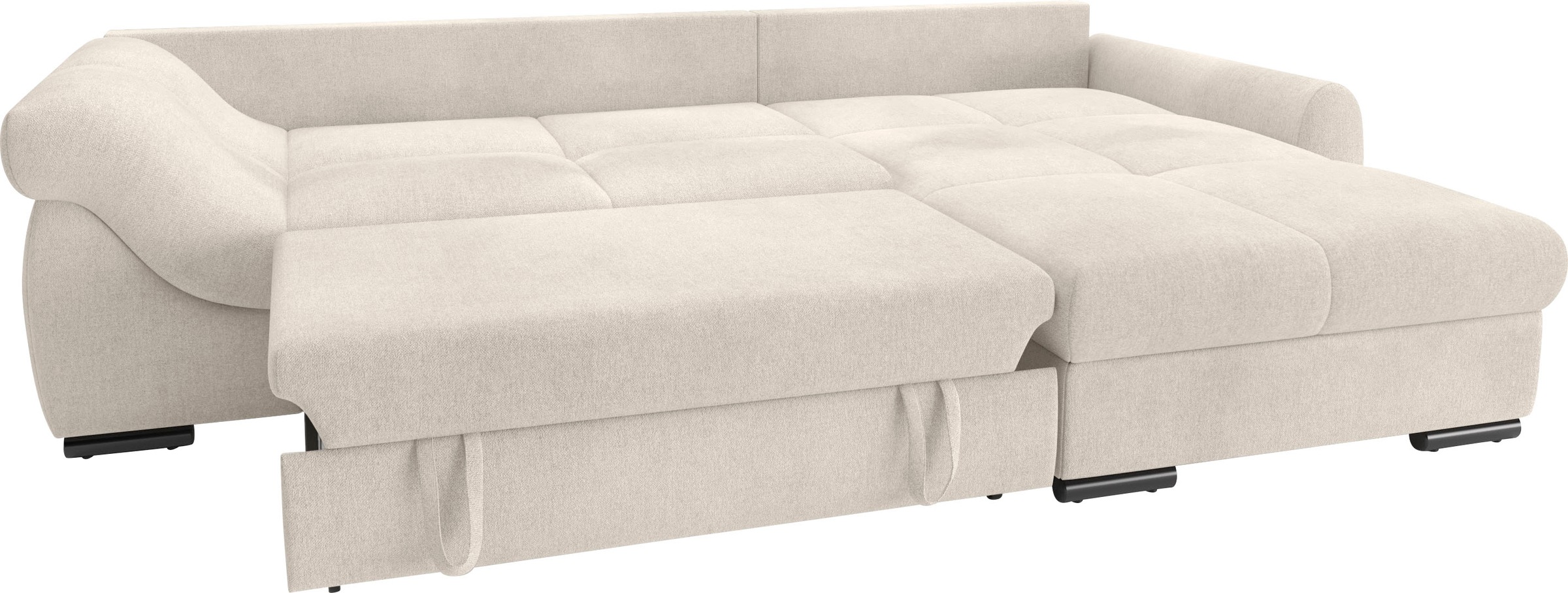 Mr. Couch Ecksofa »Livorno DuraFlex L-Form«, inkl. Hochschläfer-Bettauszug, XL-Bettkasten weiß beschichtet