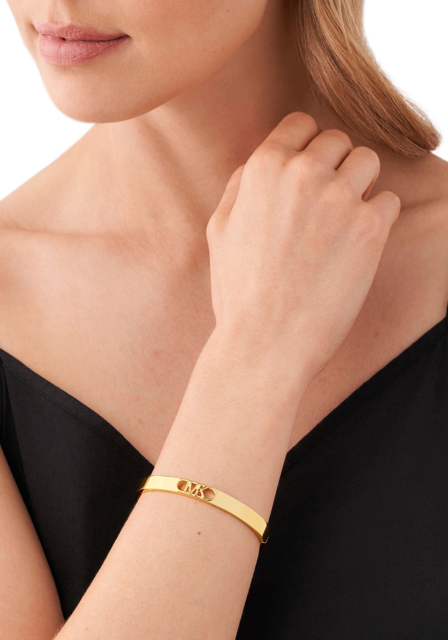 Armreif MICHAEL KORS "Schmuck Geschenk Messing Armschmuck PREMIUM EMPIRE Oval", gold (gelbgoldfarben), Armbänder, Damen, Messing, Armreif 3