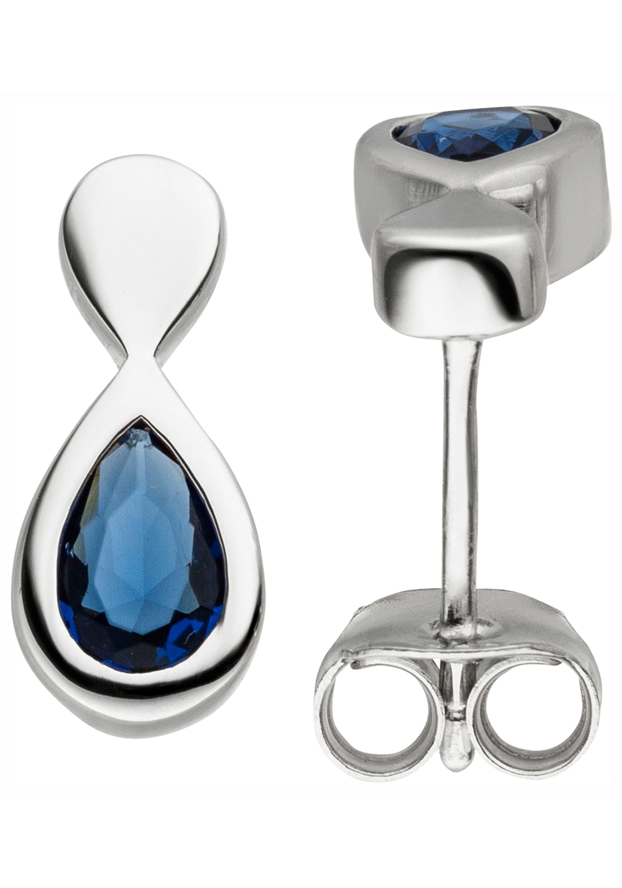JOBO Paar Ohrstecker »Tropfen«, 925 Silber mit blauen Glassteinen online  bestellen | BAUR