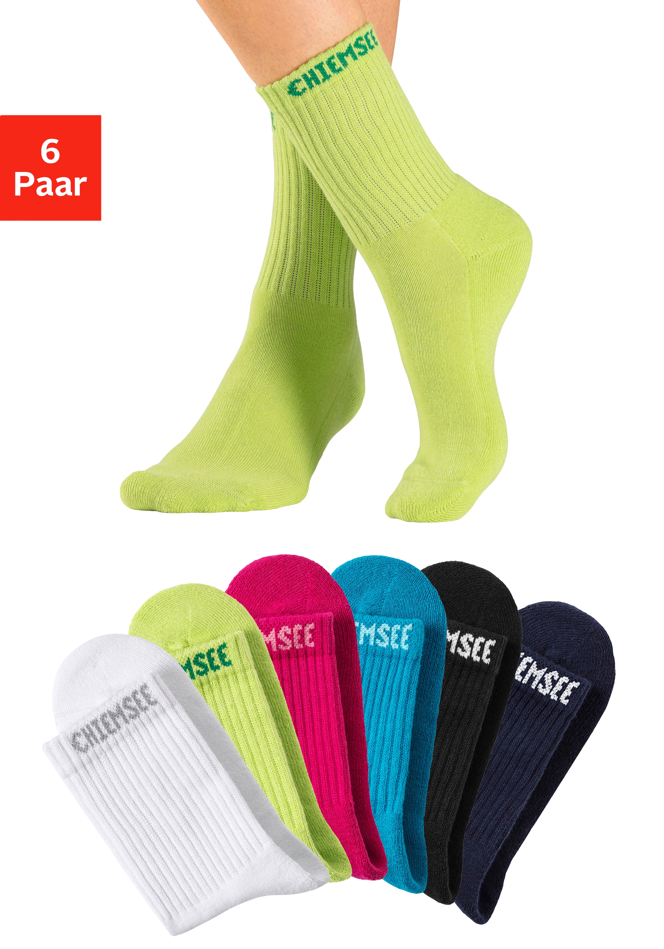 Chiemsee Tennissocken, (Packung, 6 Paar), mit eingestricktem Markennamen