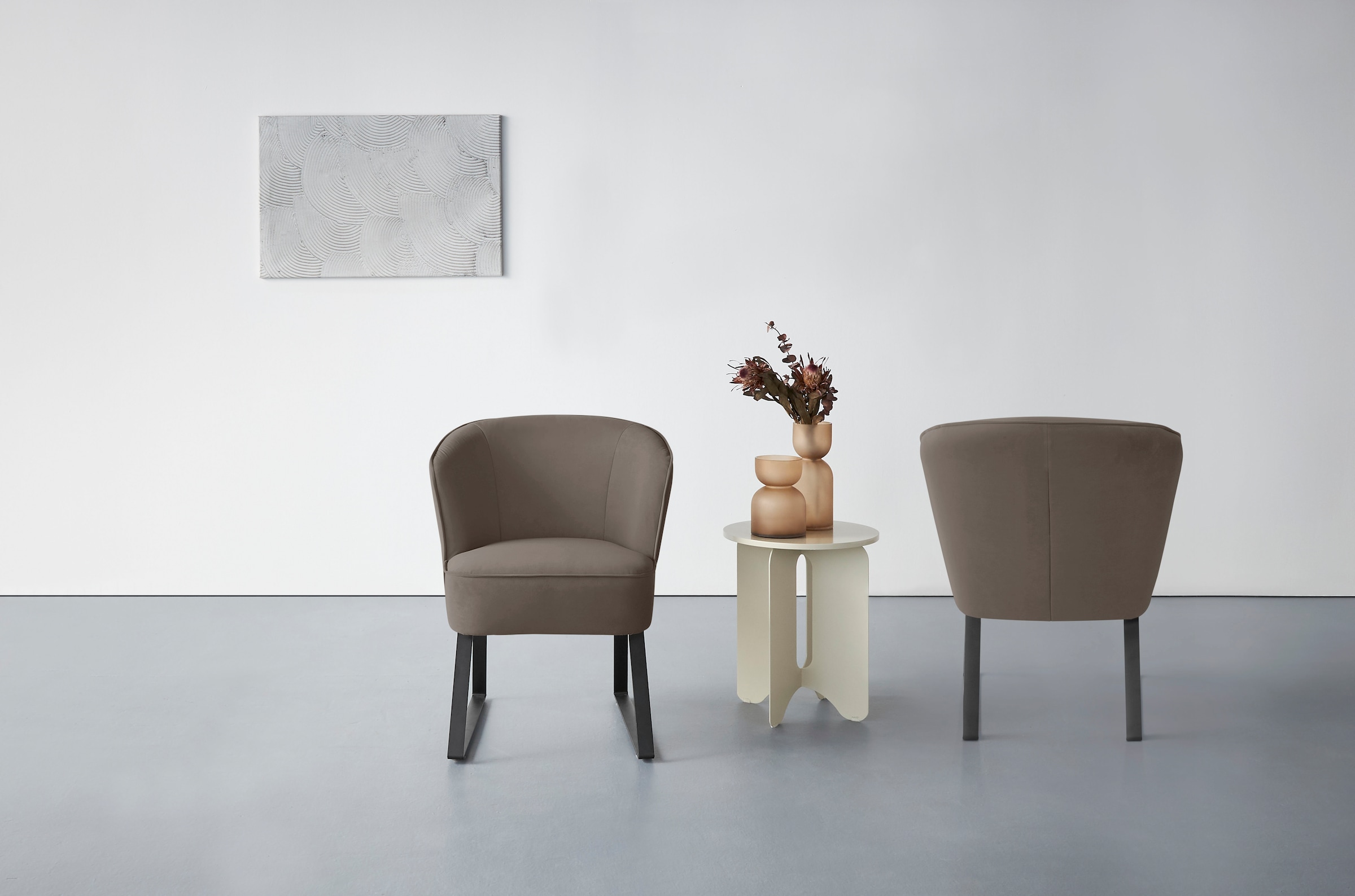 exxpo - sofa fashion Sessel »Americano, Loungesessel«, mit Keder und Metallfüßen, Bezug in verschiedenen Qualitäten, 1 Stck.
