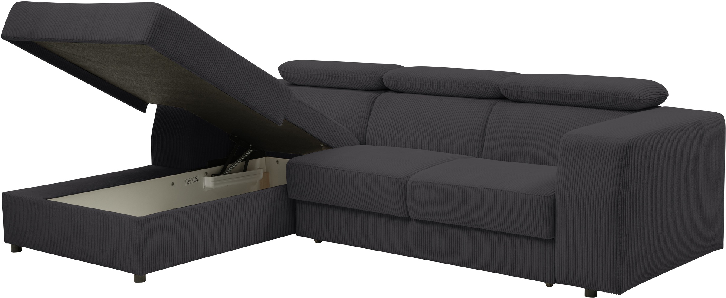 WERK2 Ecksofa »Cherry, modernes Sofa mit Komfortfunktionen, Breite 270cm, L-Form,«, bequem, mit verstellbaren Kopfteilen, Schlaffunktion und Bettkasten