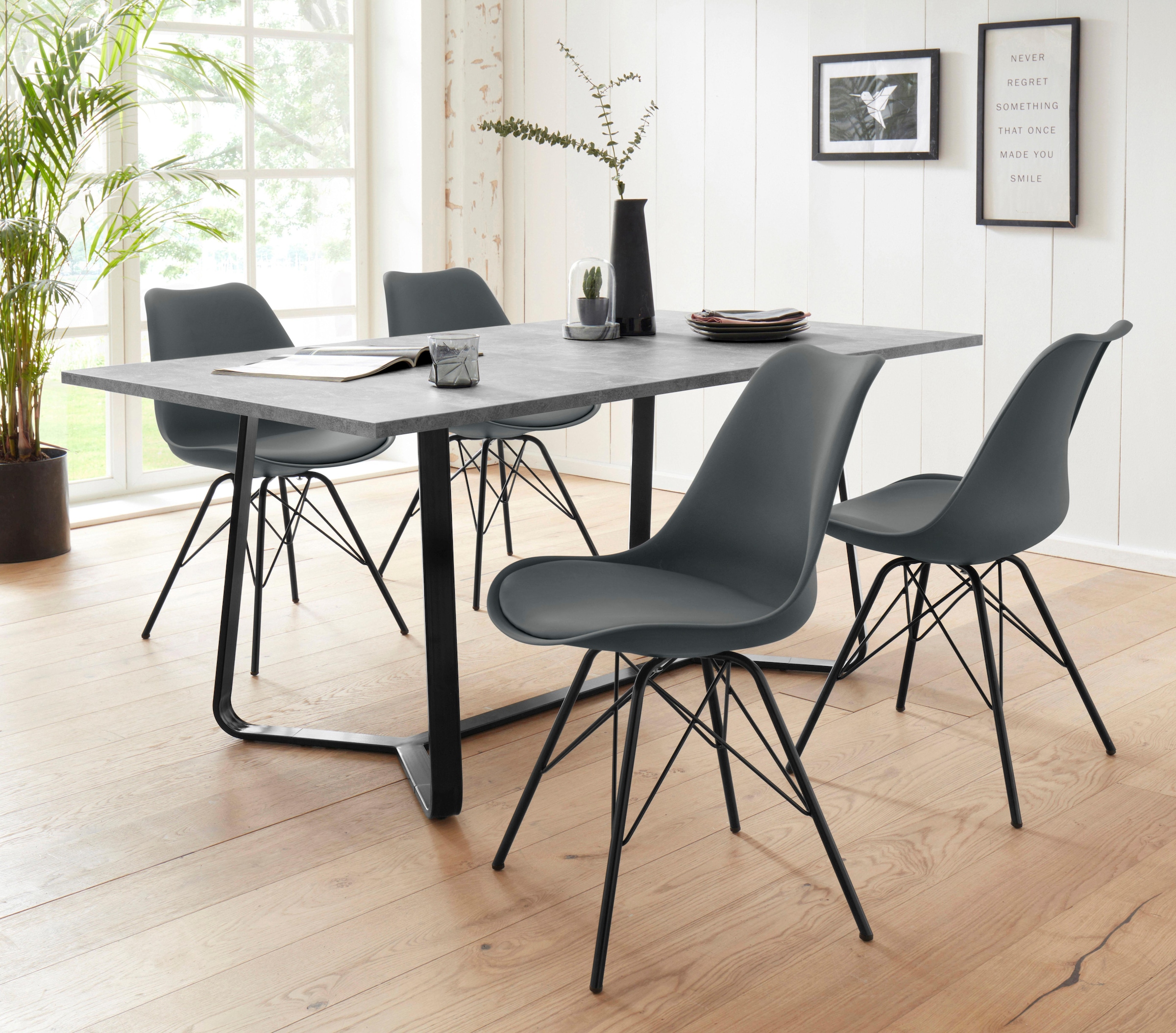 Homexperts 4-Fußstuhl »Ursel 01«, (Set), 2 St., Kunstleder, Sitzschale mit Sitzkissen in Kunstleder