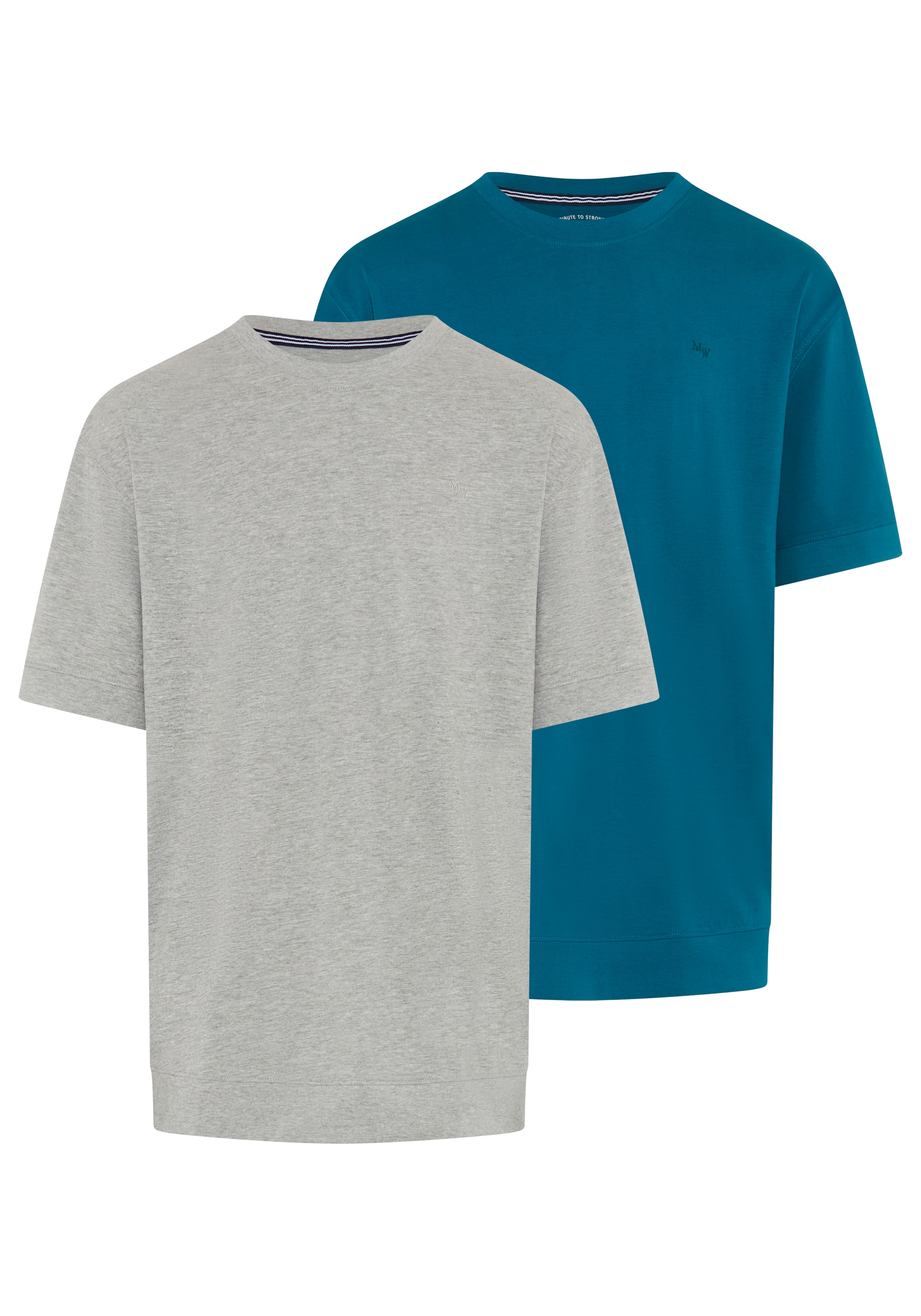 Mans World Plus Rundhalsshirt "auch in Grosse Größen bis Gr. 7XL Bauch-Fit mit breitem Saumbündchen" 2er-Pack, Regular Fit, Kurzarm, unifarben, auch in großen Größen