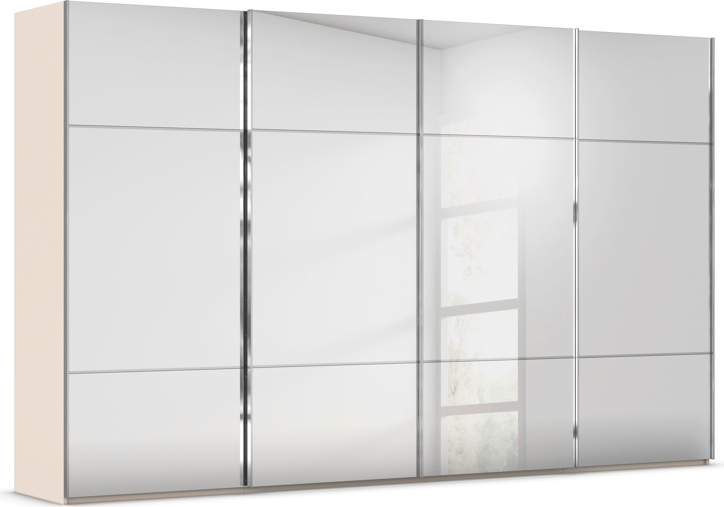 rauch Schwebetürenschrank "Kleiderschrank Schrank Garderobe Schlafzimmerschrank SCALE-TRIO" edle dreigeteilte Front mit 2 Zierleisten Spiegelfront MADE IN GERMANY