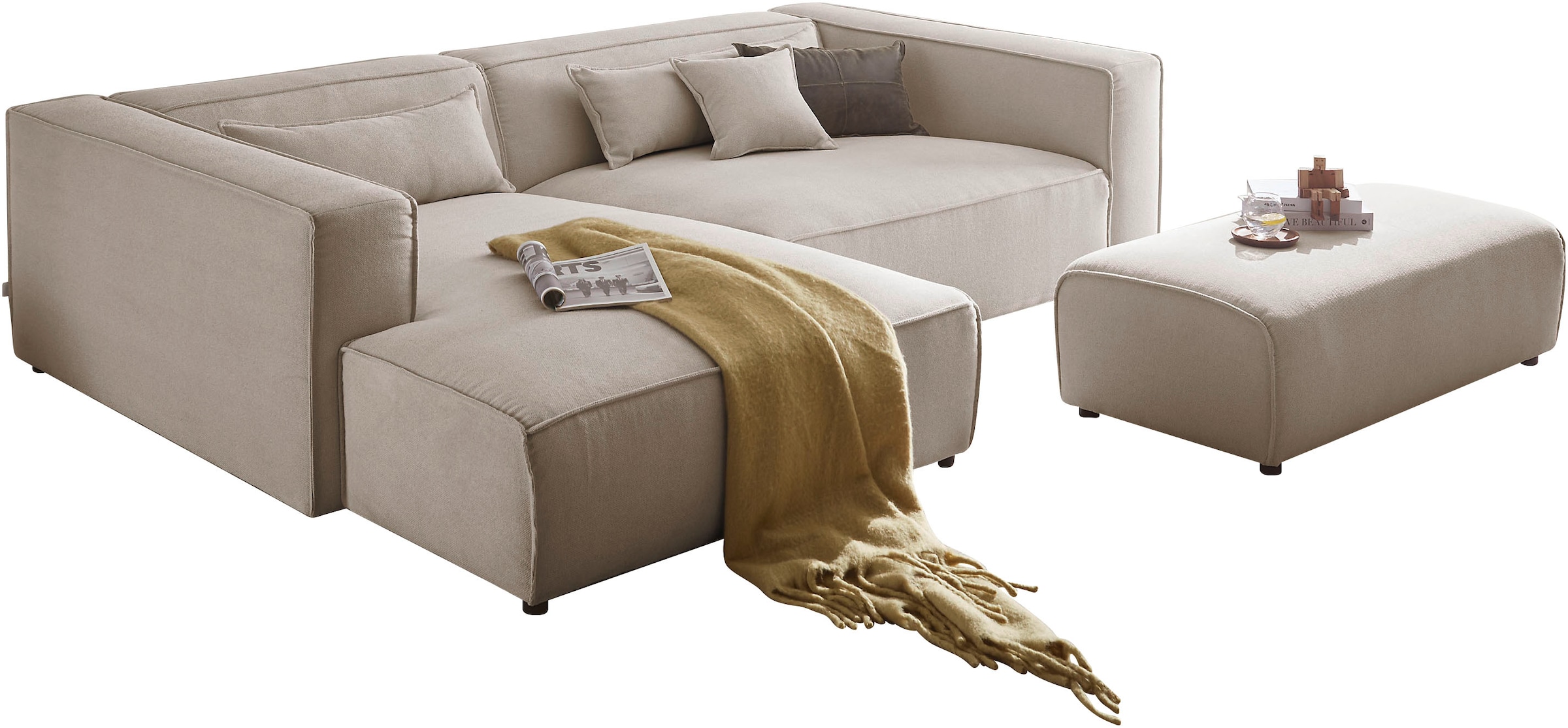 LeGer Home by Lena Gercke Ecksofa "PIARA XXL, L-Form, Schlaffunktion, Cord, günstig online kaufen