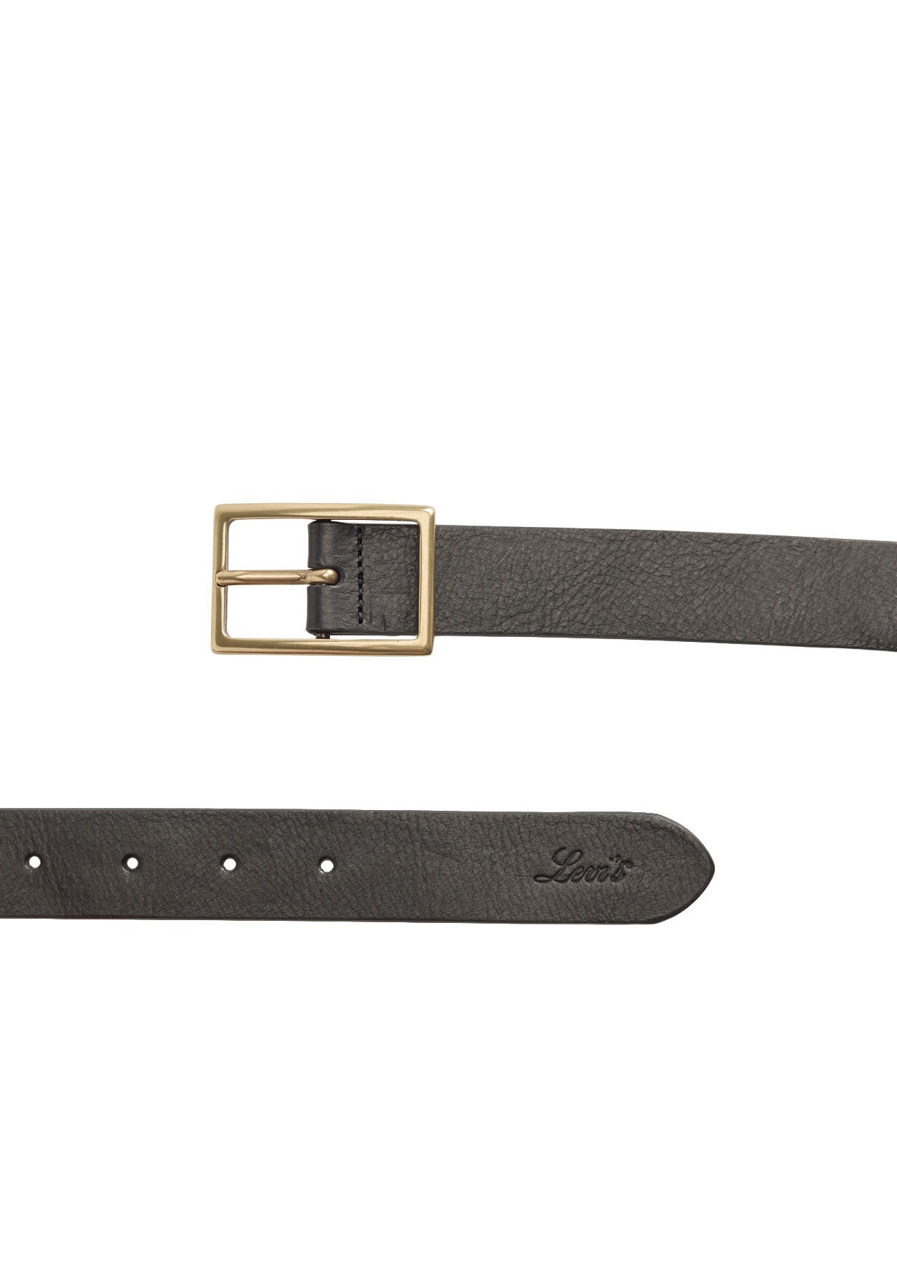 Thumbnail - Levis Ledergürtel "RECTANGLE BELT" mit goldfarbener Schließe und Logoprägung