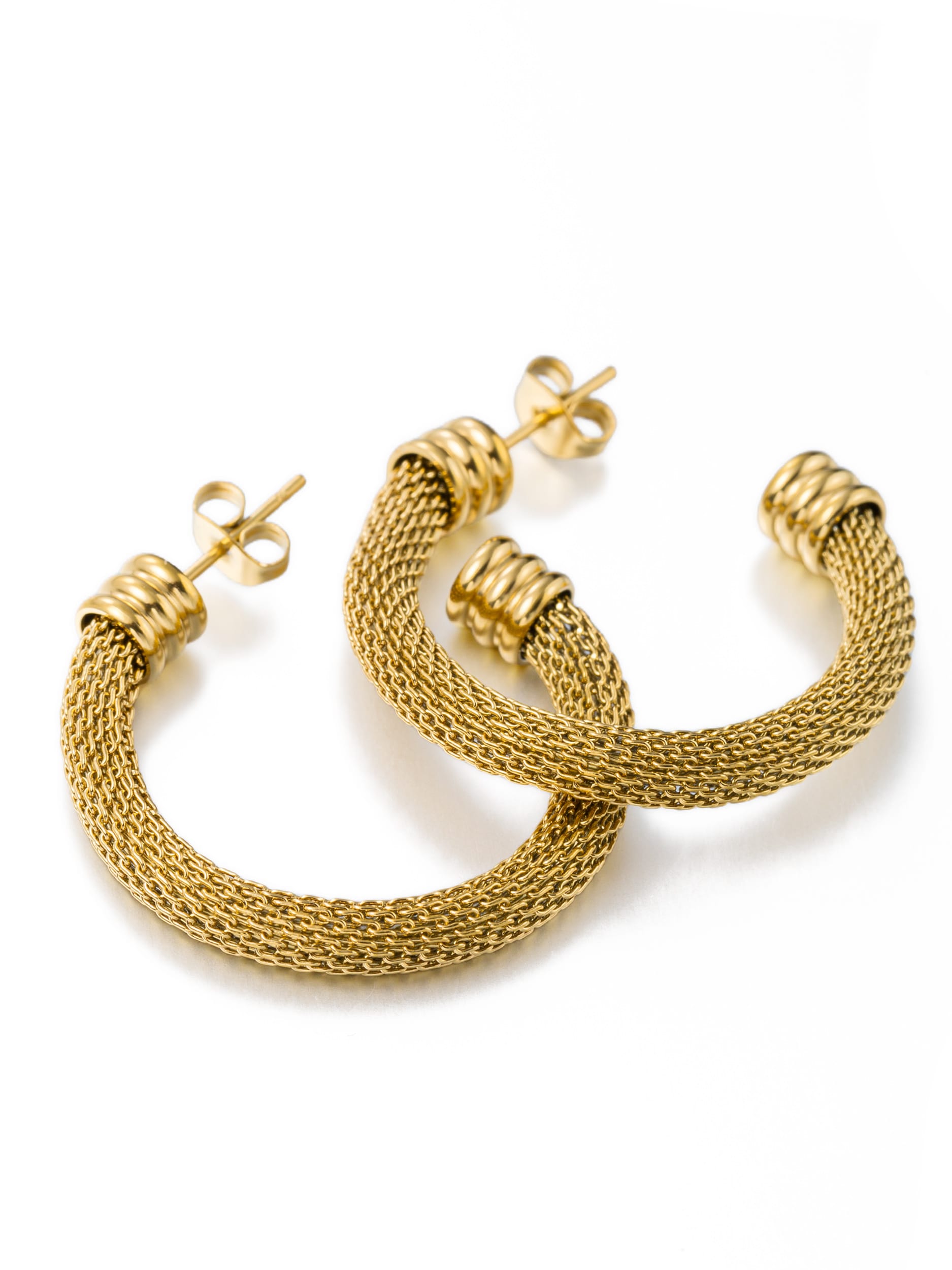 Aniston JEWELRY & WATCHES Paar Creolen »Schmuck Geschenk Edelstahl Ohrschmuck Ohrringe Mesh-Optik« Made in Germany