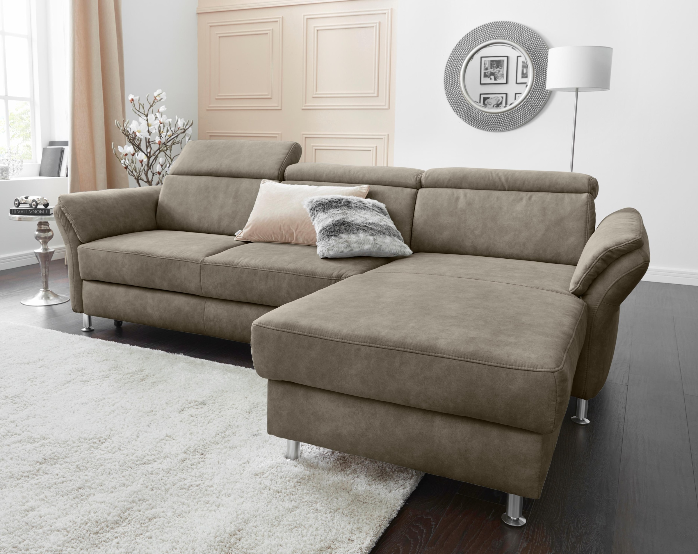 sit&more Ecksofa "Avignon L-Form", Kopfteilverstellung, wahlweise mit Bettfunktion und Bettkasten