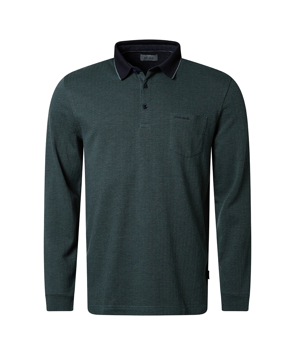 Pierre Cardin Langarm-Poloshirt, mit Fischgratmuster günstig online kaufen