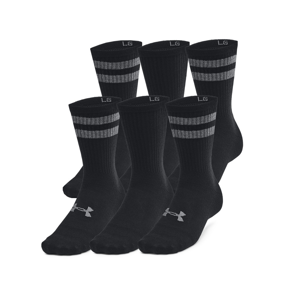 UNDER ARMOUR Kinder Tennissocken "UA Essential 6pk Crew", Gr. Lschwarz, schwarz, castlerock, Polyester, Socken