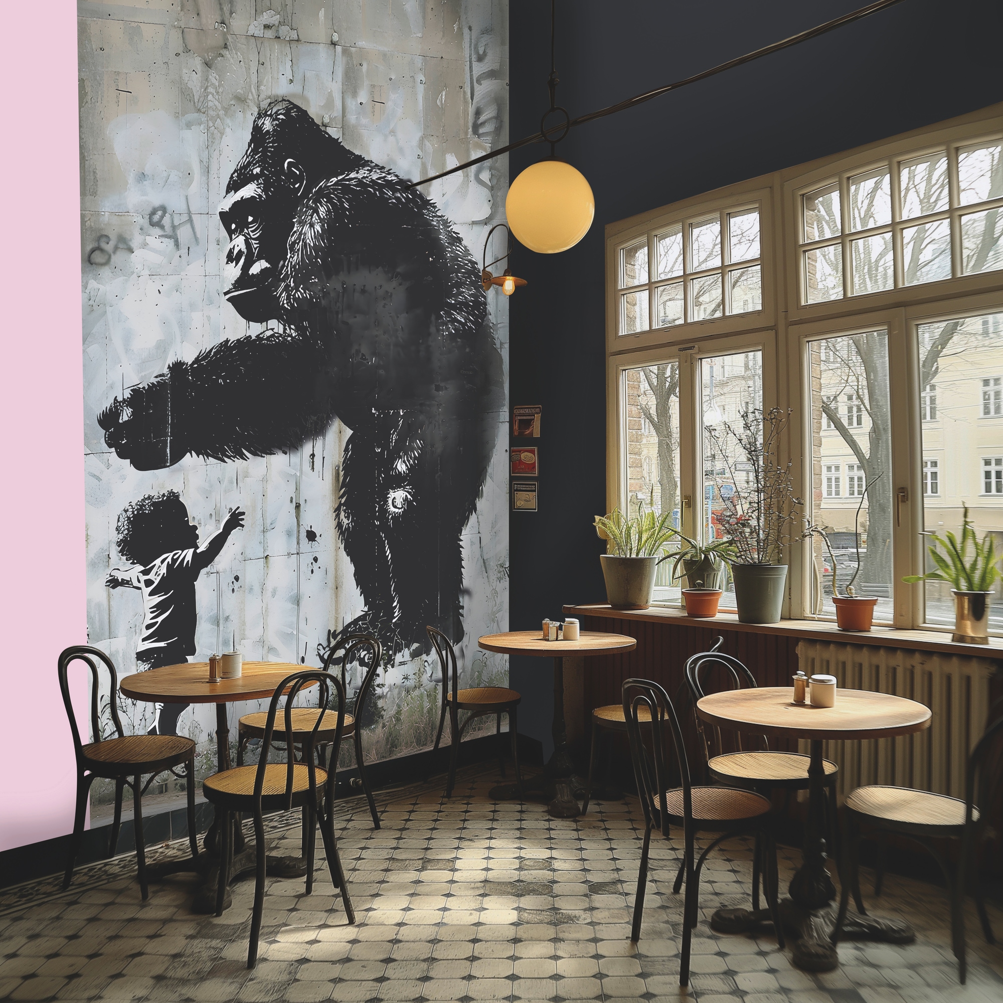 living walls Vliestapete "Fototapete Urban Art Gorilla Kind erweiterbar" Kunst strukturiert