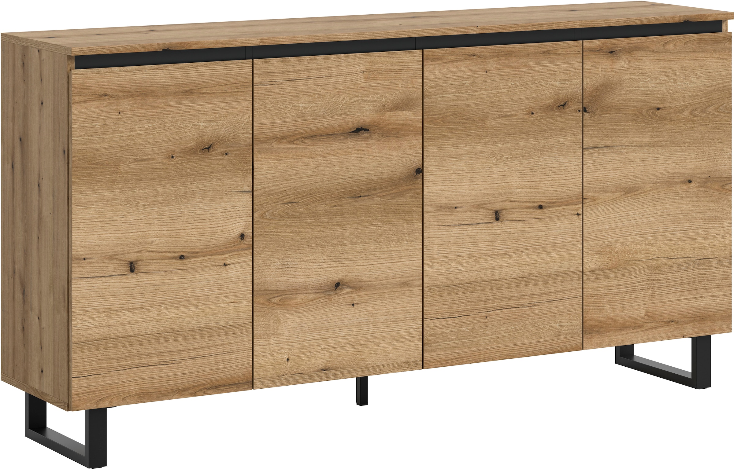 Home affaire Sideboard "TOMA, Breite: 160 cm, mit Metall-Kufen-Fuß, 4 Türen günstig online kaufen