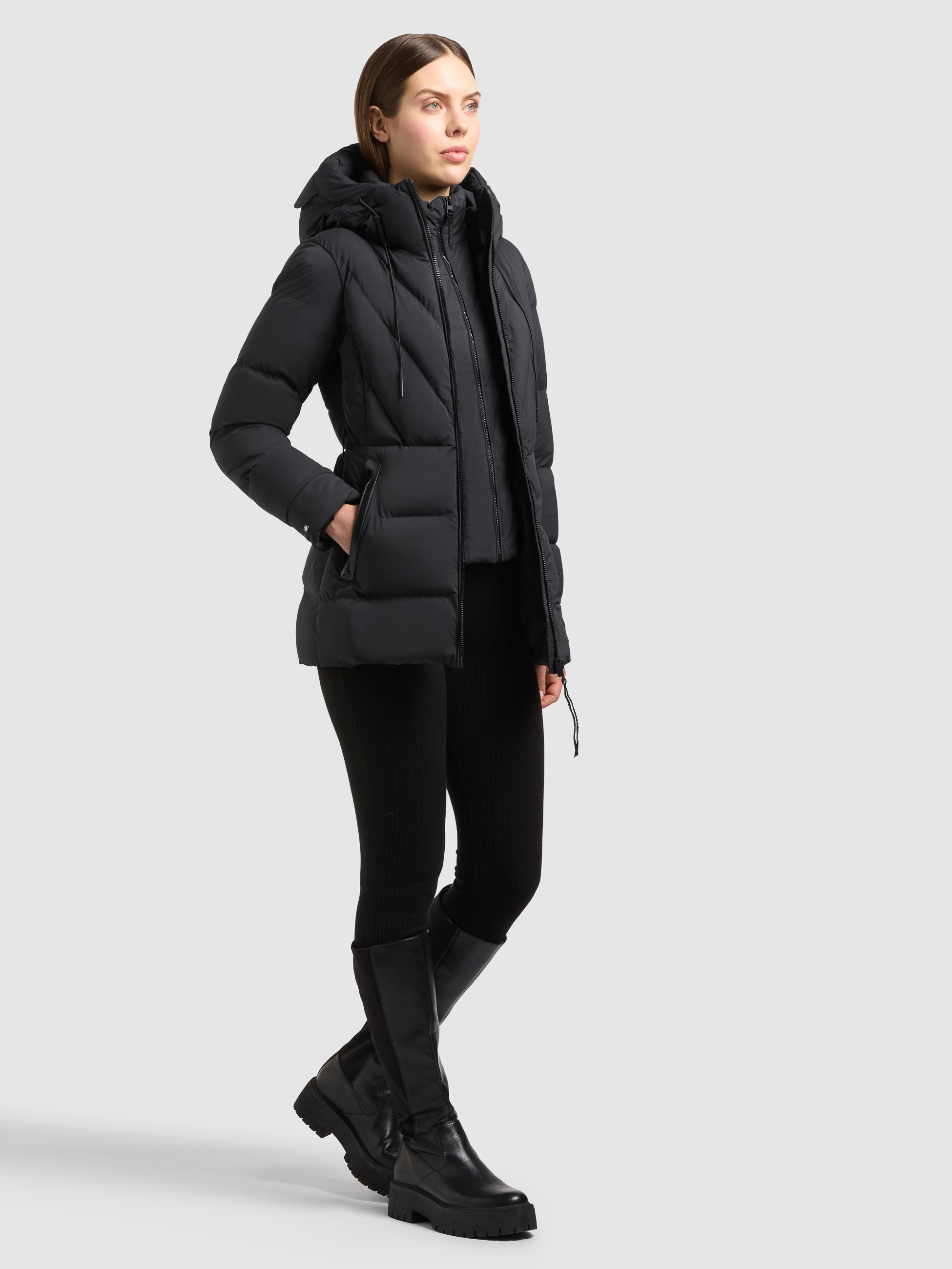 khujo Steppjacke »RABB2« mit Kapuze Applikationen aus Kunstleder