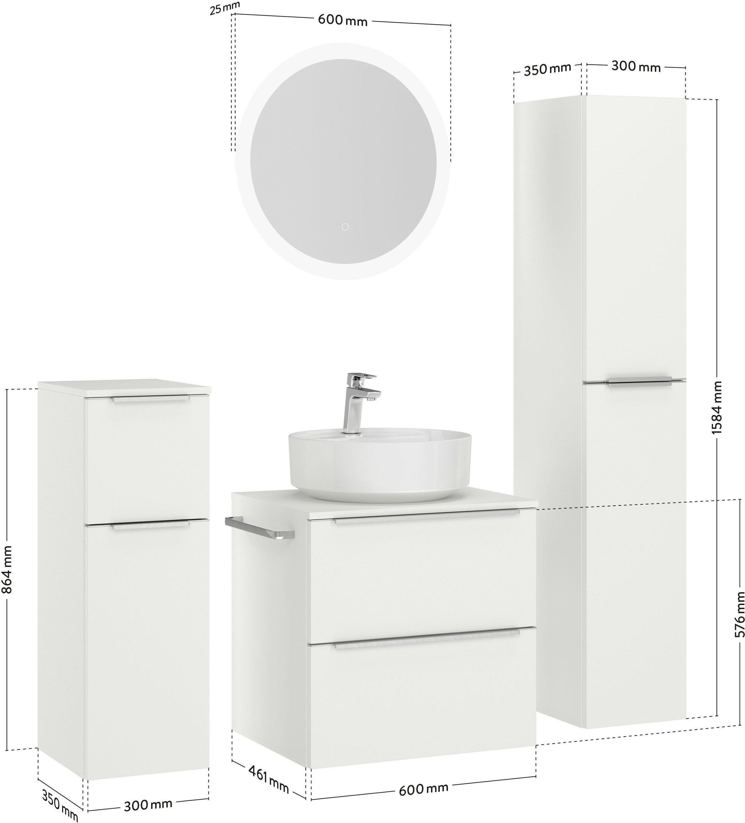 nobilia® Badmöbel-Set »Alvene« vormontiert, mit Soft-Close, 4 Stk. tlg.