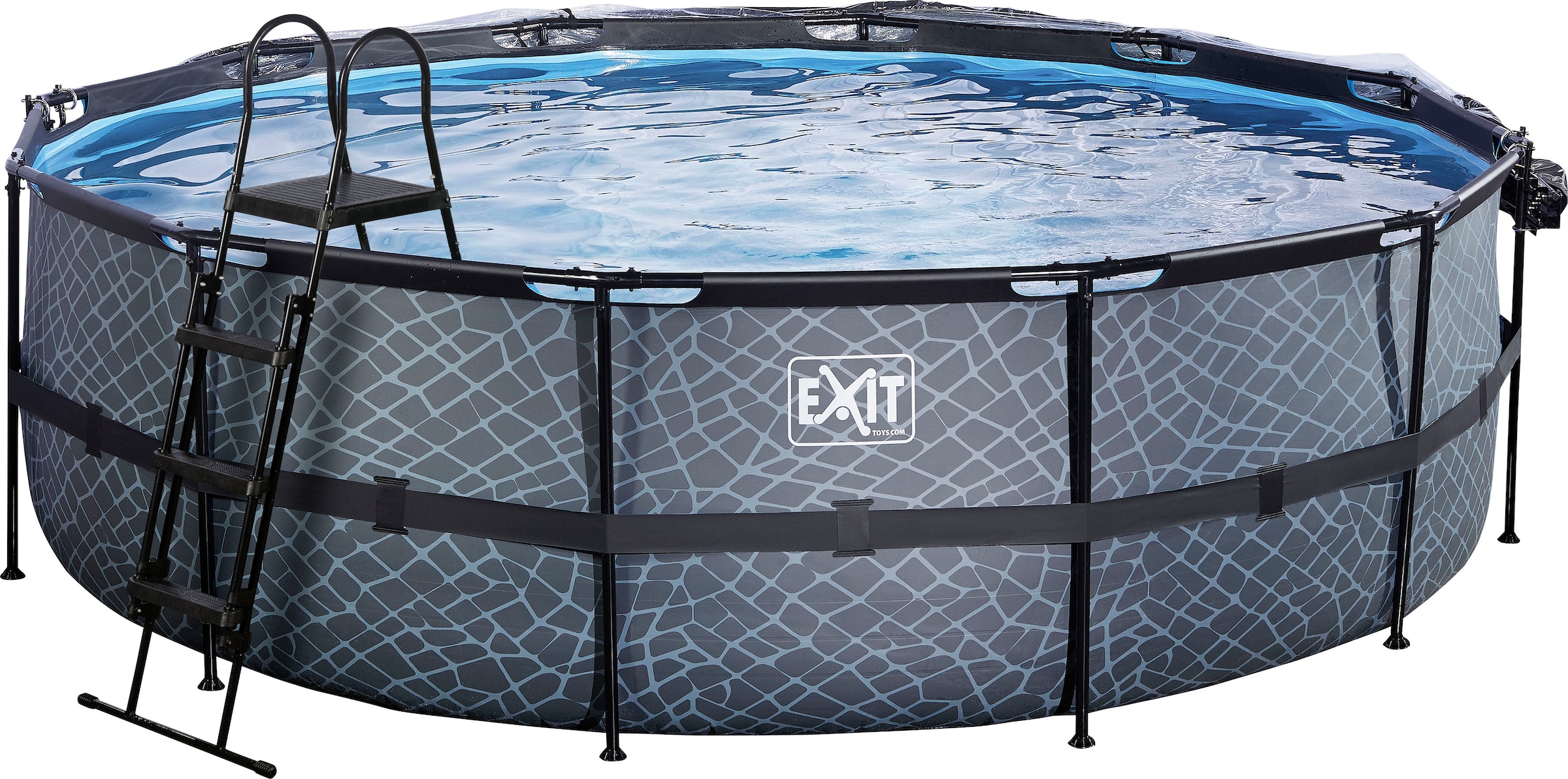 EXIT Framepool »inkl. multifunktionaler Poolabdeckung«, (Set, 4 tlg.), ØxH: 488x 122 cm, mit Sandfilteranlage und Sicherheitsleiter