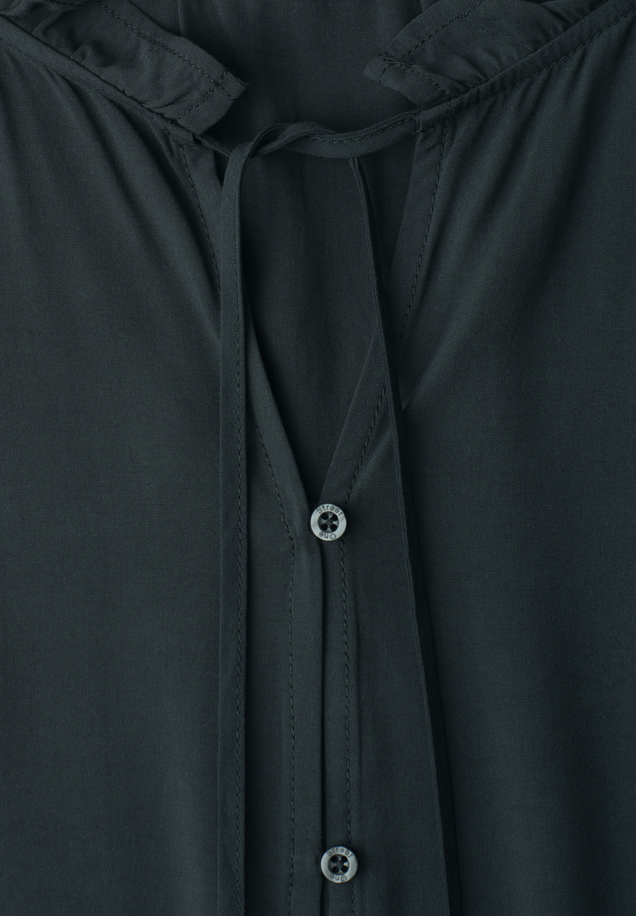STREET ONE Shirtbluse Sommertop - Split Neck mit Rüschen und Bändern