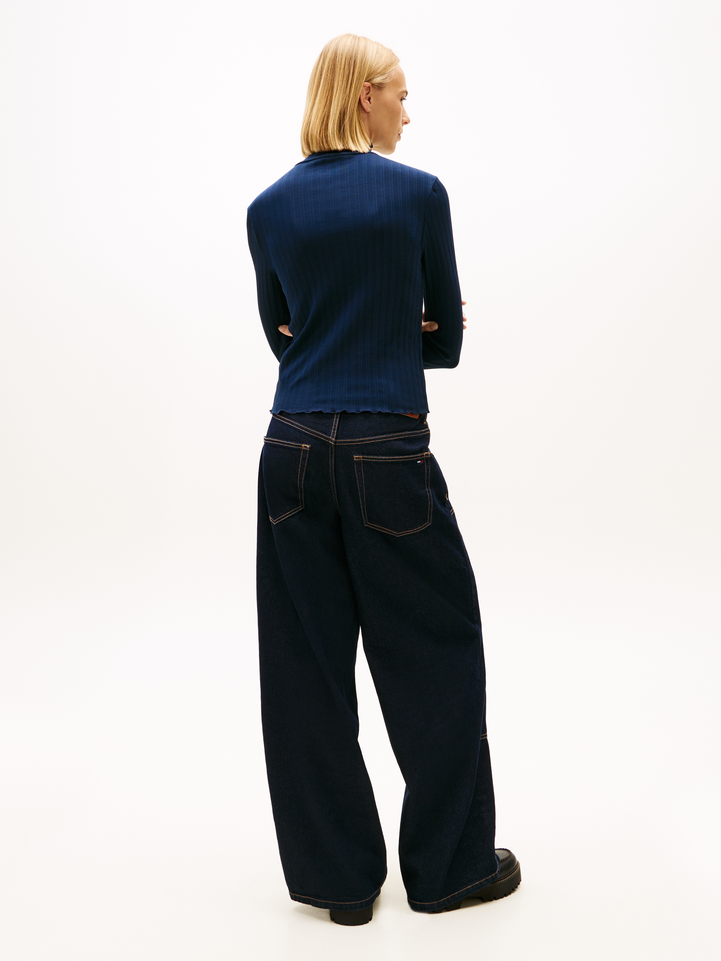 Tommy Jeans Langarmshirt »TJW SLIM RIB LETTUCE EDGE LS« Packung, 3 tlg. in gerippter Struktur