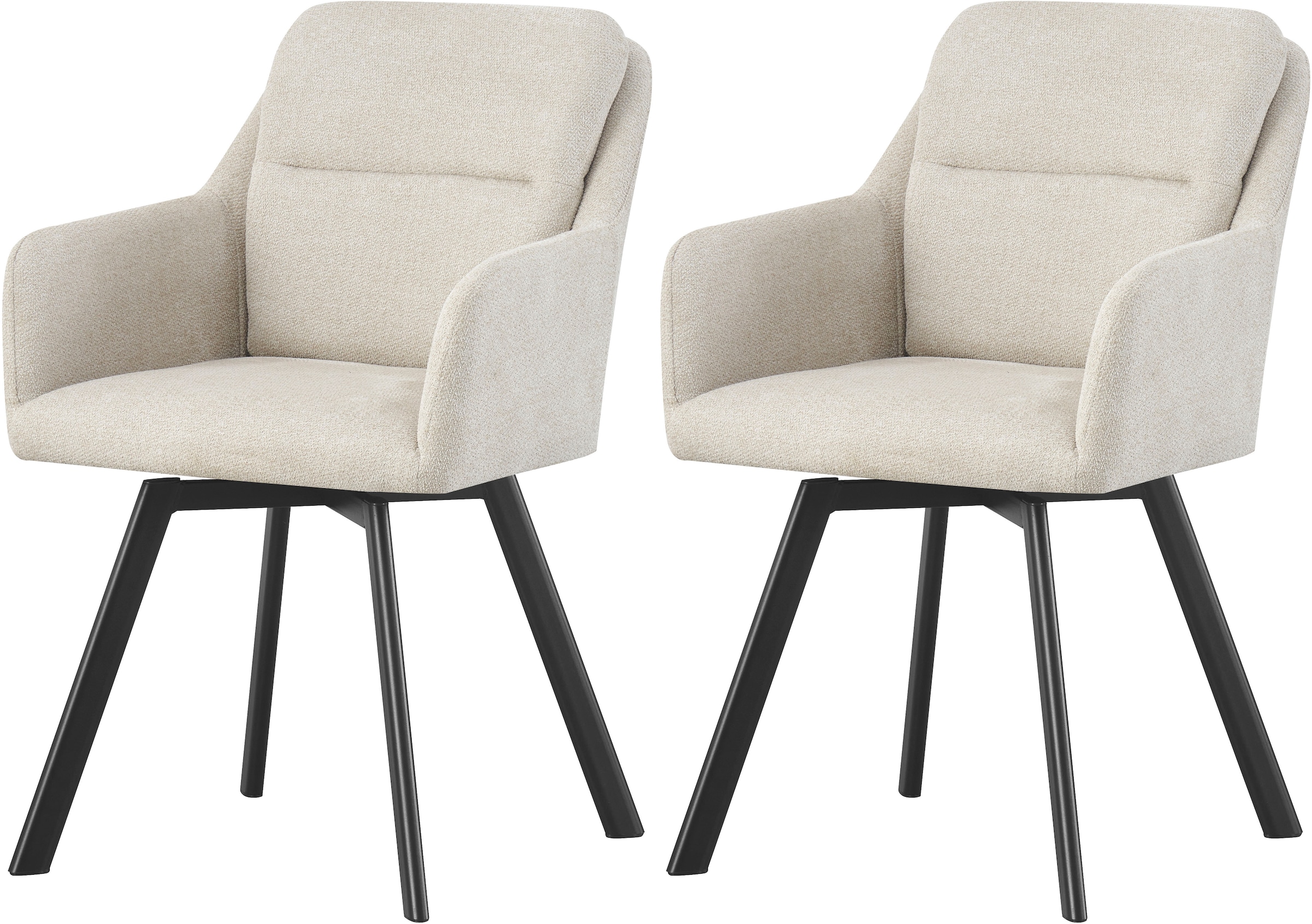 Home affaire Esszimmerstuhl "NEEPAWA, 2er Set, mit Metallgestell in matt schwarz" (Set) 2 Stk.in verschiedenen Farben, Belsatbarkeit pro Stuhl 120 kg, mit Armlehne