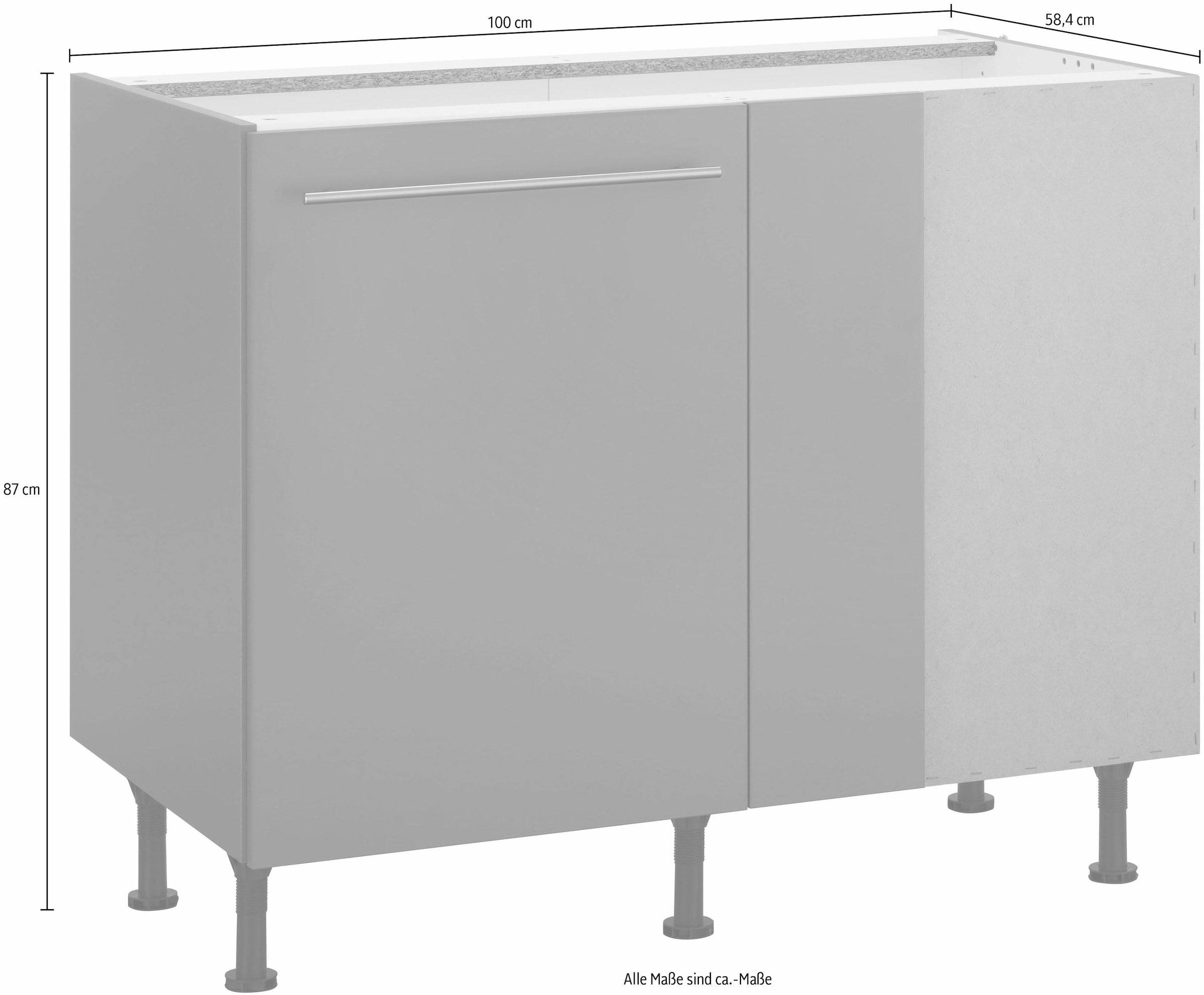 OPTIFIT Eckunterschrank »Bern«, 100 cm breit, mit 1 Tür mit höhenverstellbaren Füßen, mit Metallgriff