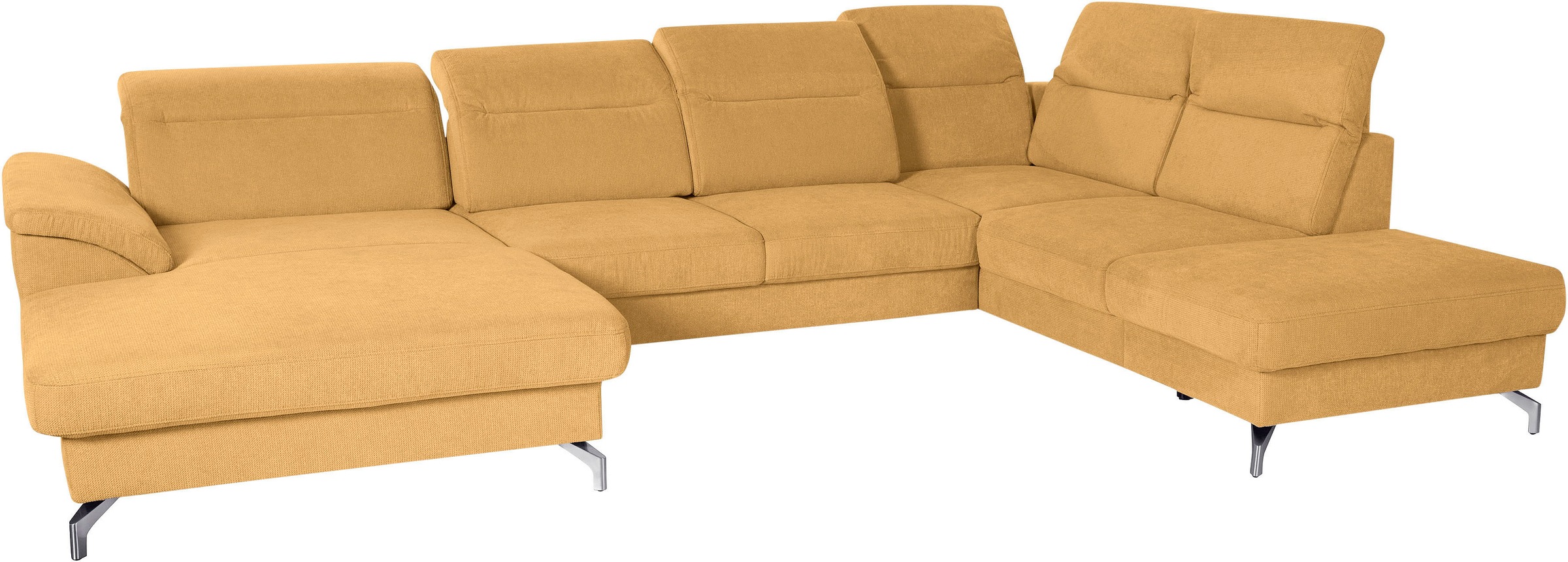 sit&more Wohnlandschaft »Percy U-Form«, 12 cm Fußhöhe, Sitztiefenverstellung, wahlweise in 2 Fußfarben