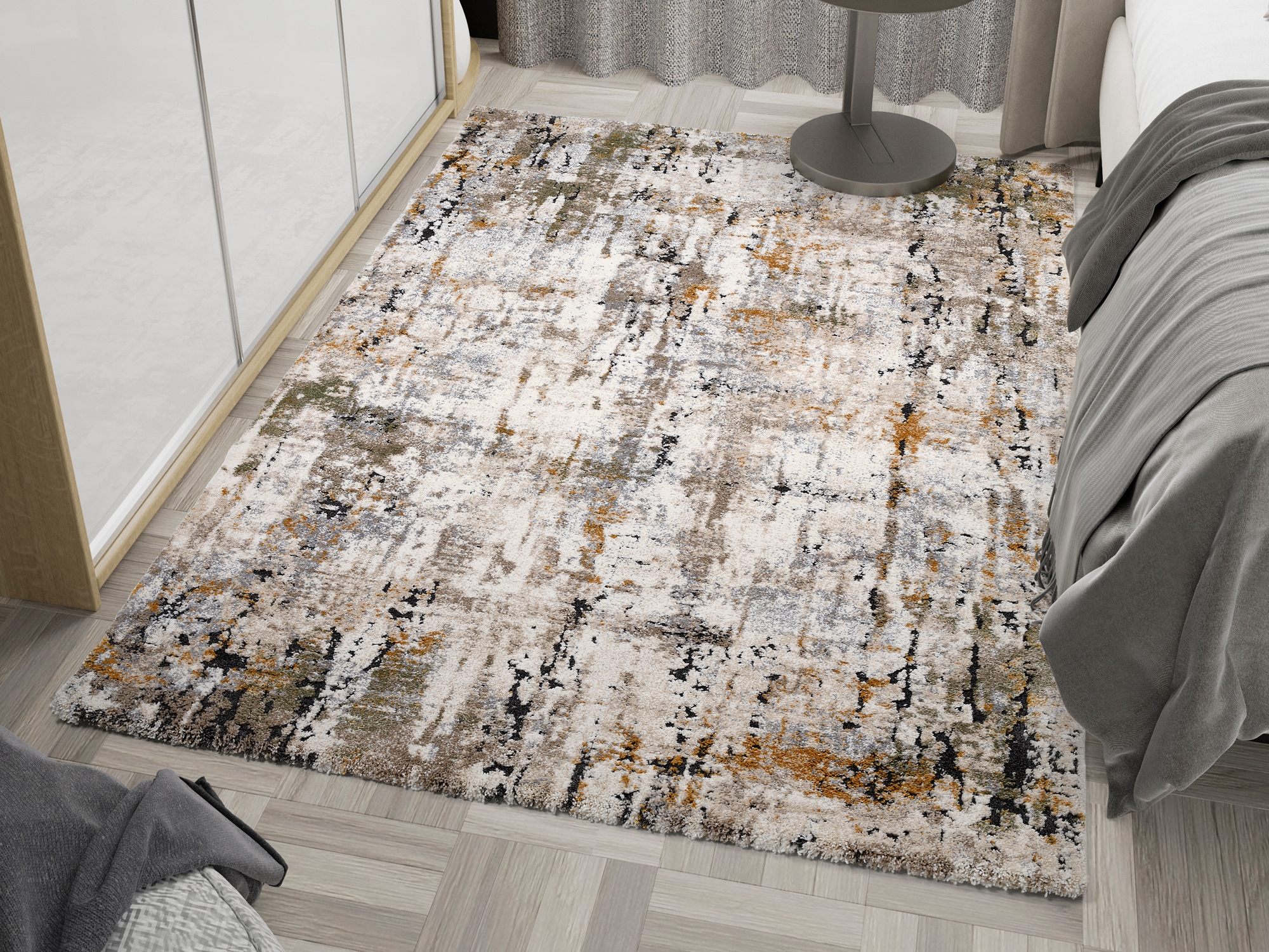 Teppich OCI DIE TEPPICHMARKE "CYRUS WALK", grün (creme, grün, gold), B:140cm H:20mm L:200cm, Polypropylen, Teppiche, Teppich, Kurzfor, maschinell gewebt, Perlglanz in der Oberfläche