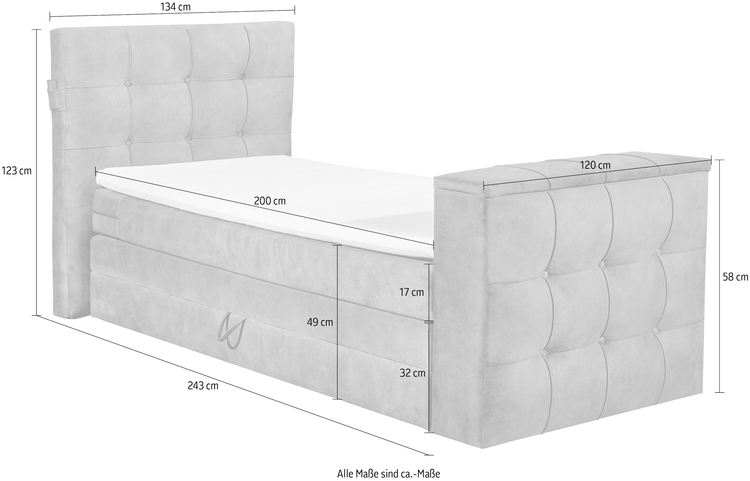 set one by Musterring Boxspringbett »Richmond«, mit Duo-Matratze (H2/H3), versenkbarer TV-Halterung (bis 40 Zoll) und Fernbedienung. Wahlweise mit/ohne Bettkasten