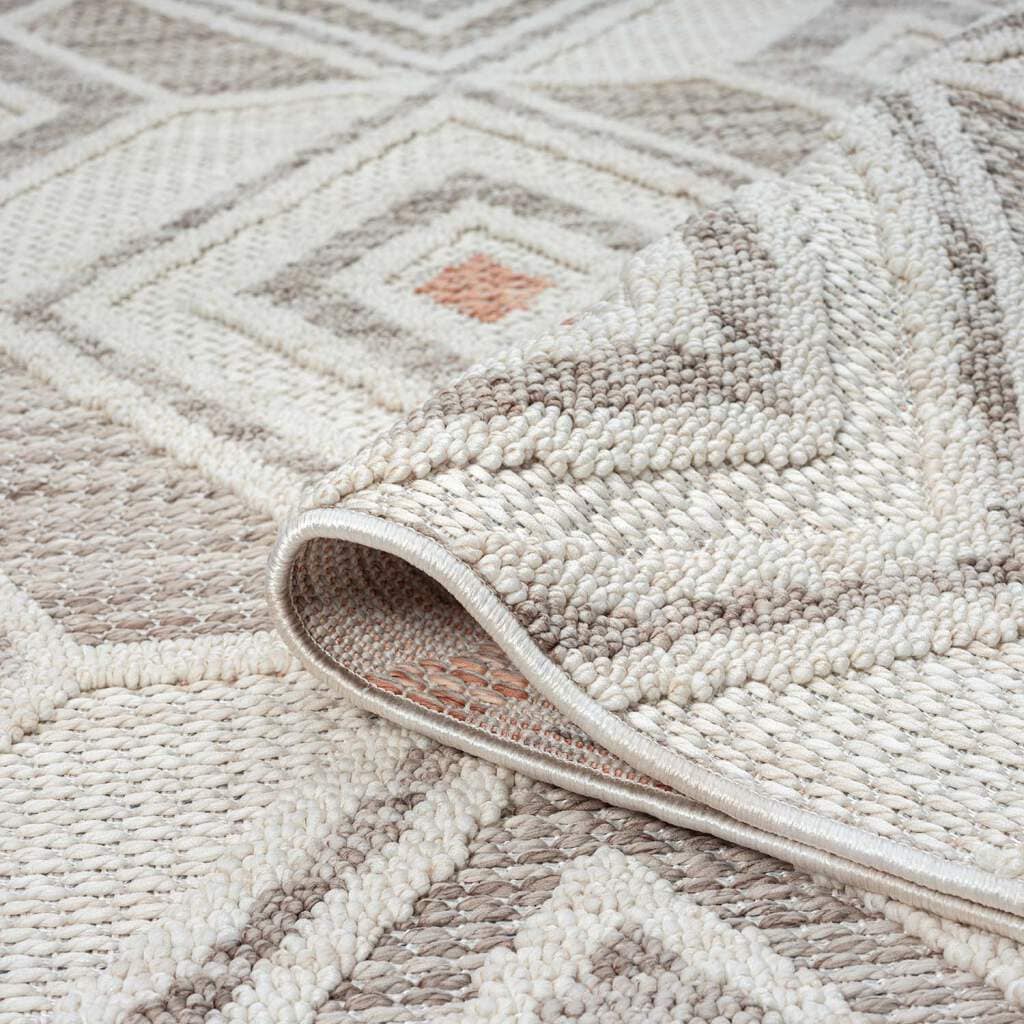 Carpet City Teppich »LINDO 8875«, rechteckig, Kurzflor, Hochtief-Muster/ 3D-Effekt, Fransen, Boho-Stil, Wohnzimmer