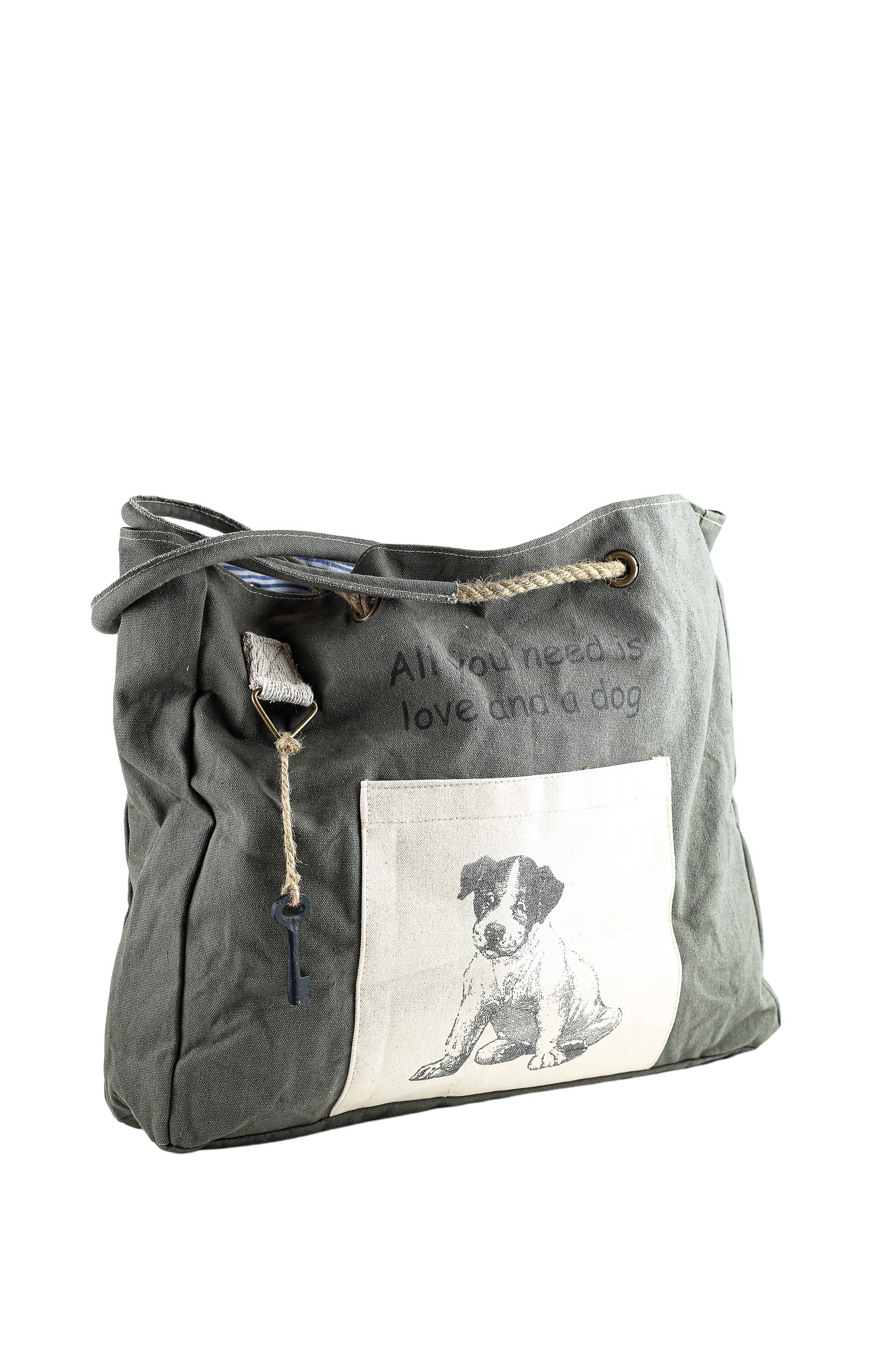 COLLEZIONE ALESSANDRO Schultertasche »Hund«, aus Stoff mit Seilhenkel und Hunde Motiv