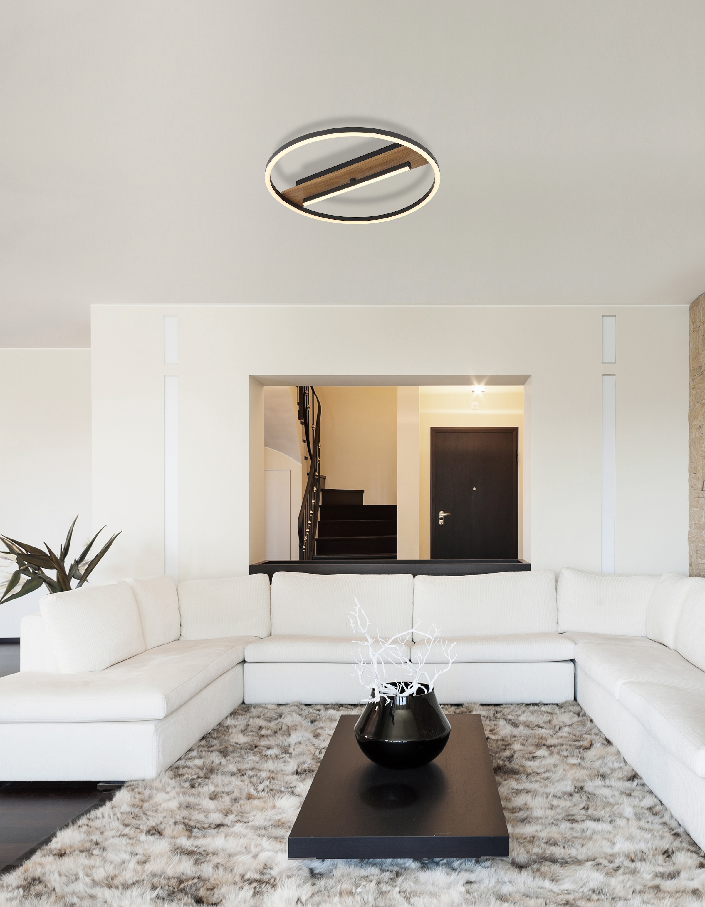GLOBO LIGHTING LED Deckenleuchte »PIKARA«, Leuchtmittel LED-Modul | LED fest integriert, Deckenlampe/holzoptik/schwarz/3000K/beweglich