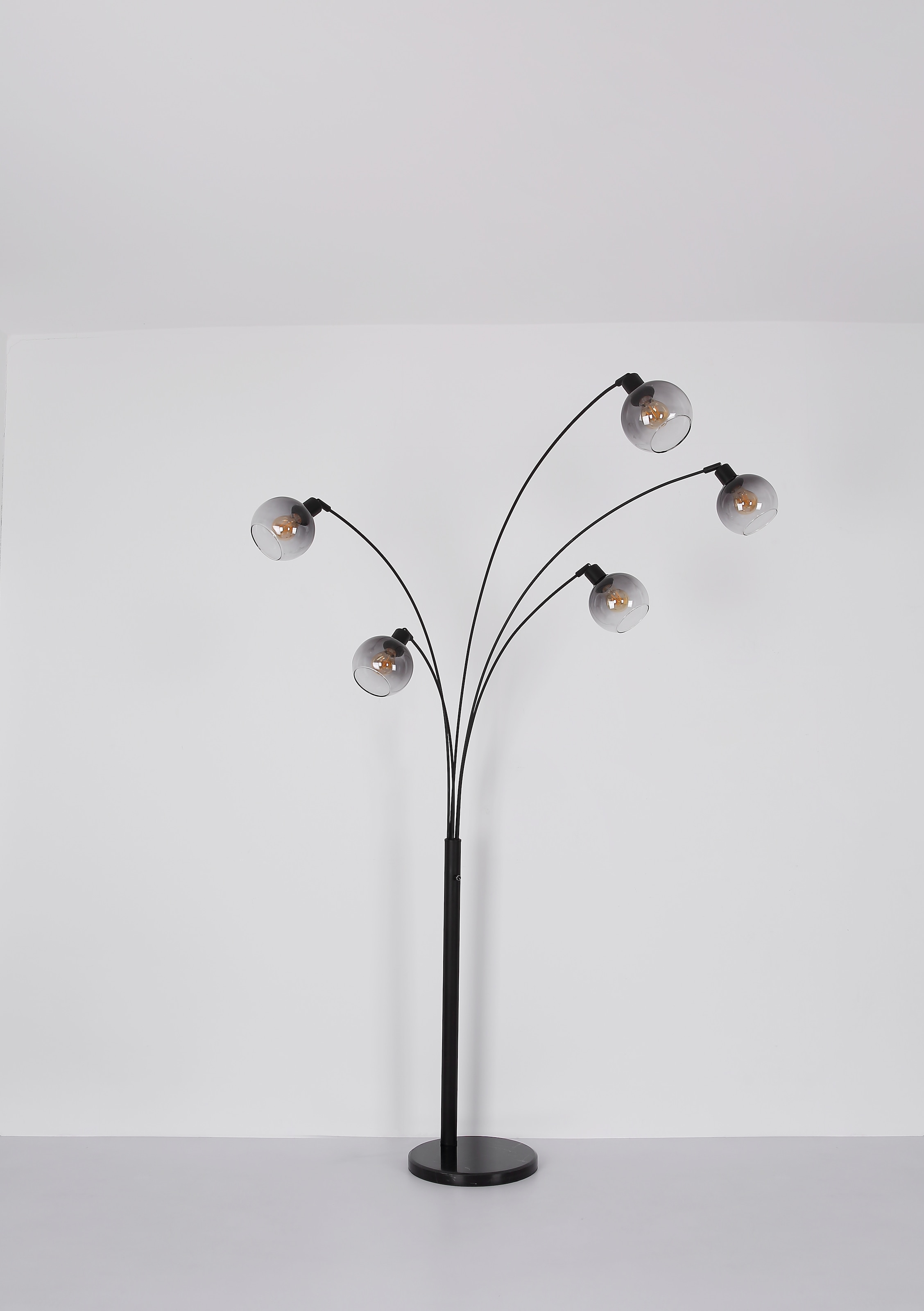 GLOBO LIGHTING Stehlampe »DALTON«, Leuchtmittel E27 | ohne Leuchtmittel, Stehleuchte/Glaskugeln rauchfarben/schwarz/Wohnzimmer/Schlafzimmer