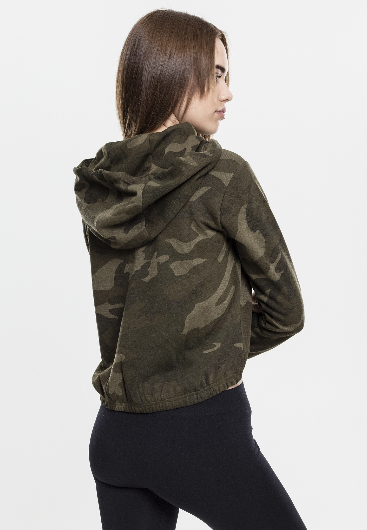 URBAN CLASSICS Rundhalspullover »Urban Classics Damen Ladies Camo Cropped Hoody«, (1 tlg.)