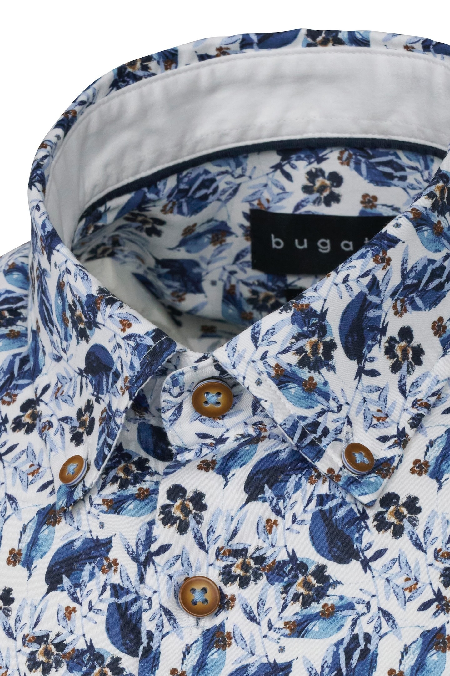 bugatti Kurzarmhemd, aus Satin-Twill