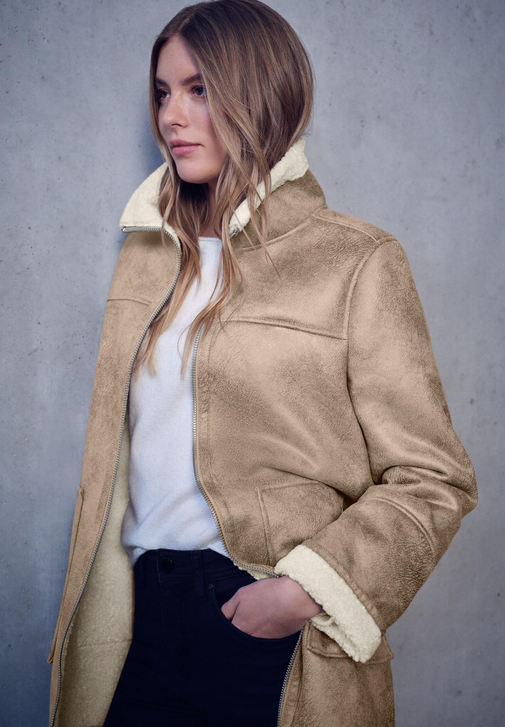 STREET ONE STUDIO Softshellmantel mit innerem wärmendem Teddyfell günstig online kaufen