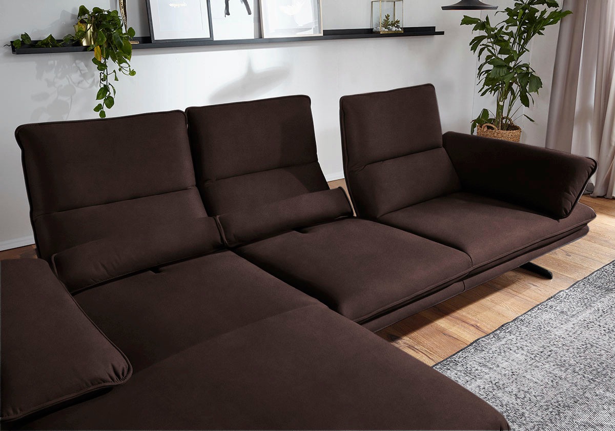 W.SCHILLIG Ecksofa »broadway, Designsofa mit tollem Sitzkomfort«, Sitztiefenverstellung, Kopfteil- & Seitenteilverstellung, Breite 291cm