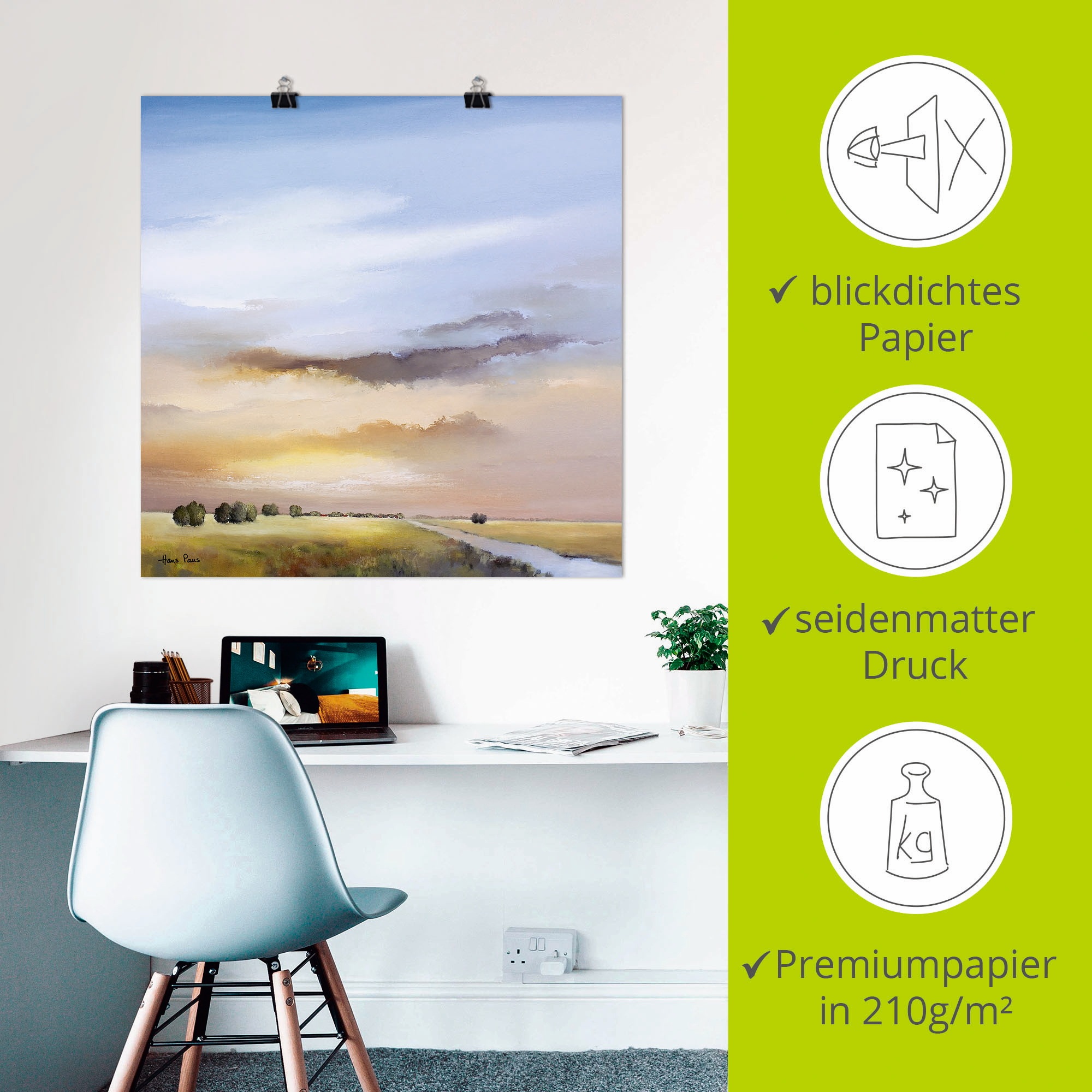 Artland Wandbild »Landschaft III«, Himmel, (1 St.), als Leinwandbild, Poster in verschied. Größen