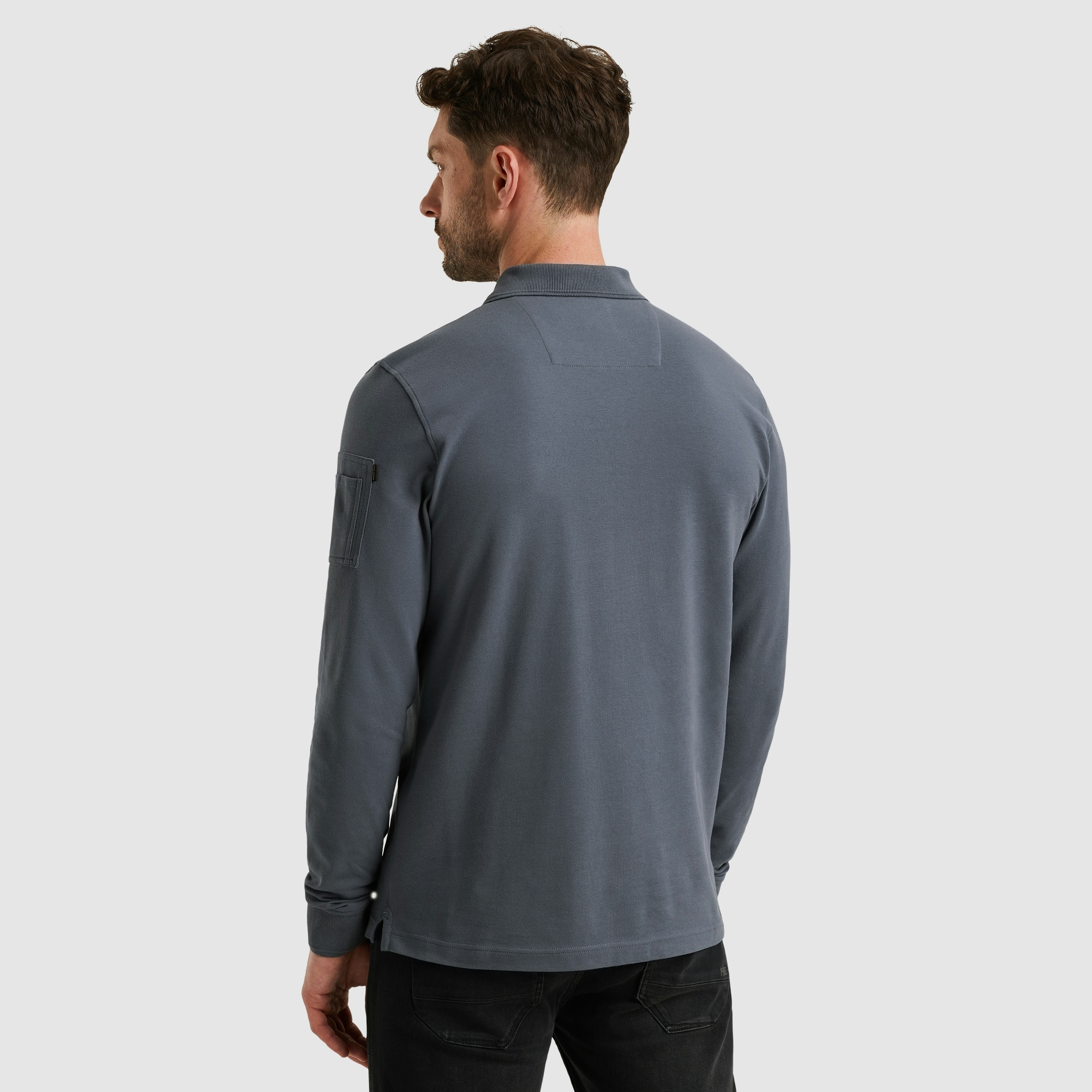 PME LEGEND Langarm-Poloshirt mit Logo Stickerei