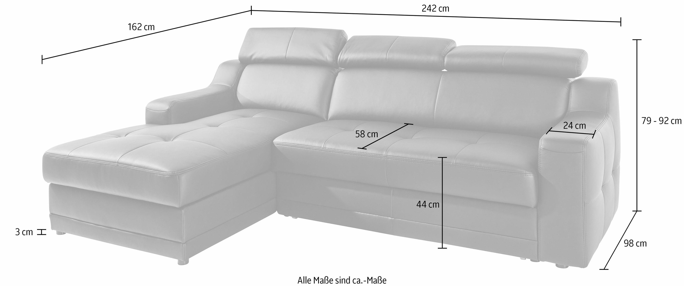 exxpo - sofa fashion Ecksofa »Lotos, bequem und funktionell, L-Form«, mit Kopf- bzw. Rückenverstellung, wahlweise mit Bettfunktion