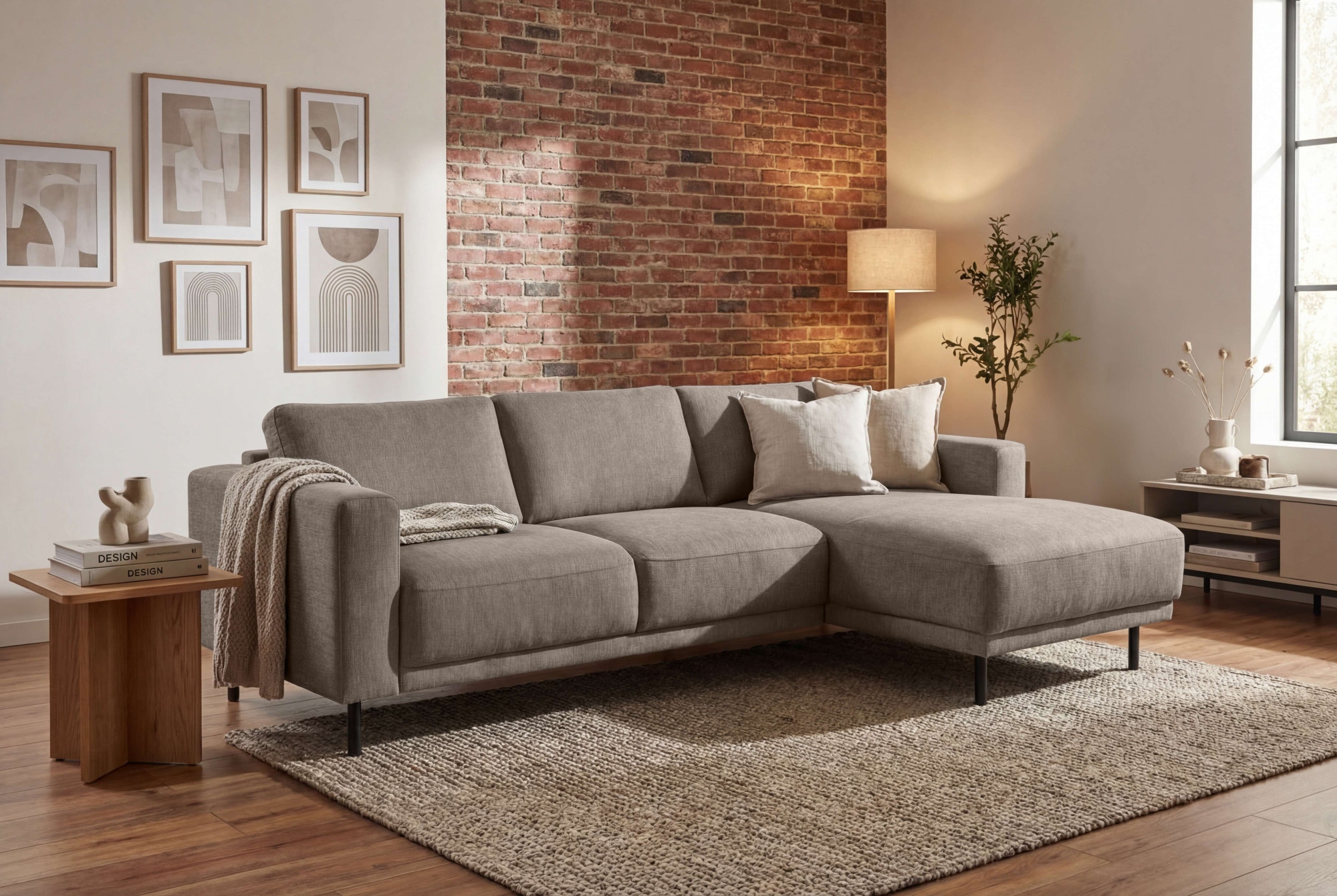 OTTO home Ecksofa "Sveeva, L-Form, B.238 cm, schwarze Metallfüße" langlebiger Webstoff, mit Wellenunterfederung, viele Farben