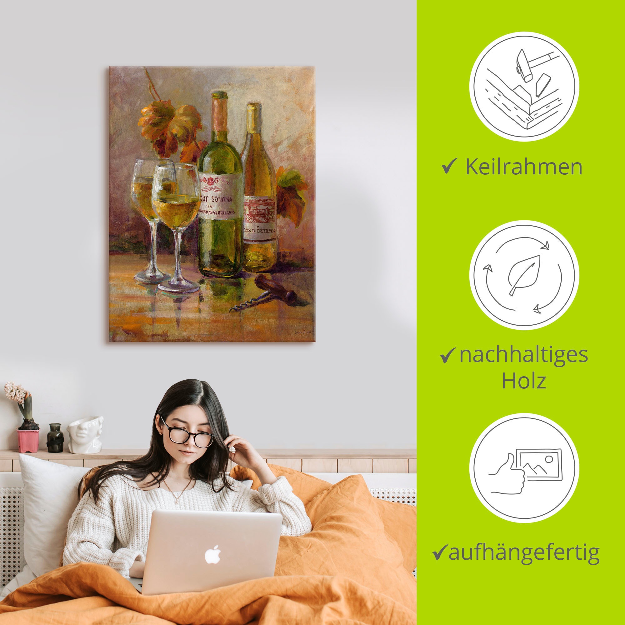 Artland Wandbild »Offener Wein II«, Getränke, (1 St.), als Leinwandbild, Poster in verschied. Größen