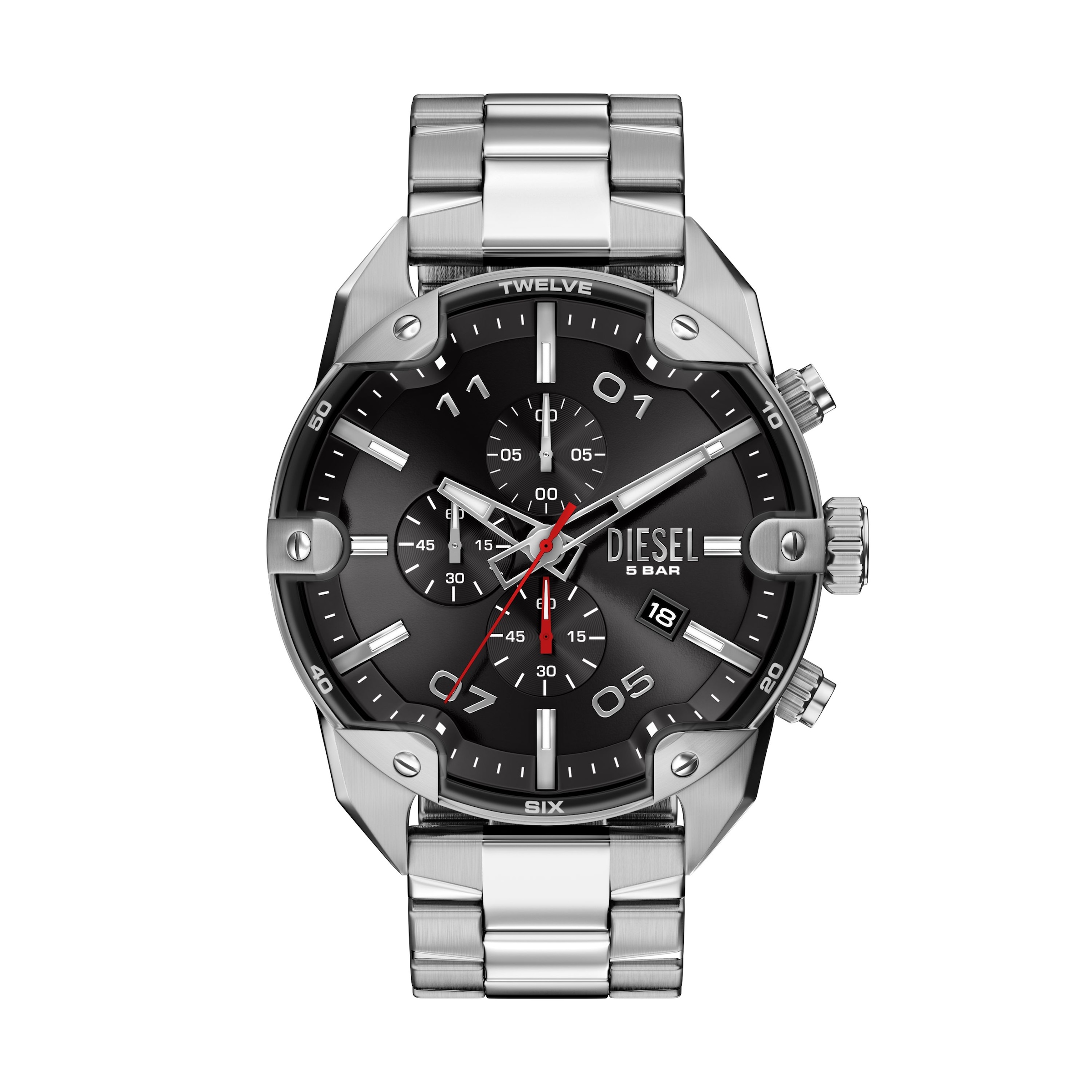 Diesel Chronograph »Spiked« Quarzuhr, Armbanduhr, Herrenuhr, Edelstahlarmband, analog, Tag
