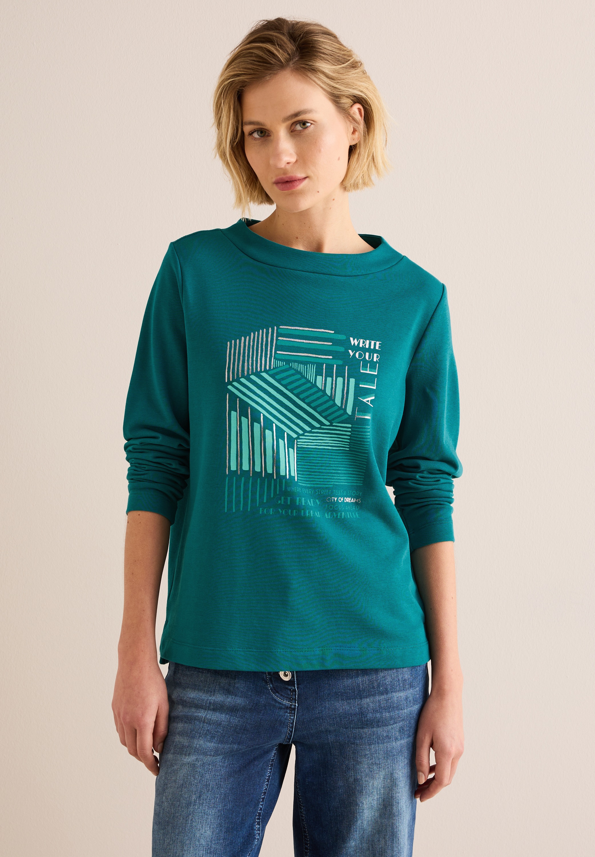 Cecil Langarmshirt, aus Baumwolle mit Stretchante