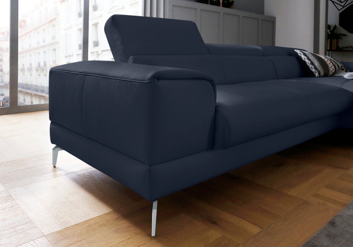 W.SCHILLIG Ecksofa »piedroo, Designsofa mit tollem Sitzkomfort, bequem und elegant, L-Form«, Kopfteilverstellung, wahlweise mit Sitztiefenverstellung, Breite 303cm