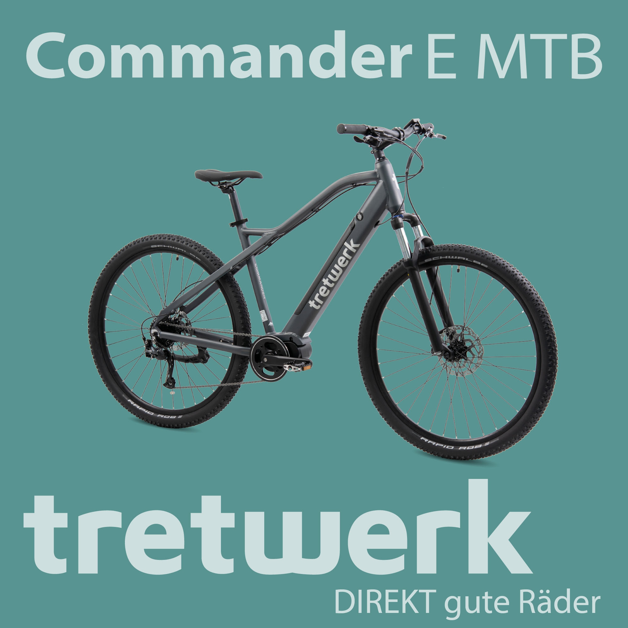 Tretwerk E-Bike »Commander«, 9 Gang, Shimano, Altus SGS, Mittelmotor 250 W, Pedelec, Elektrofahrrad für Damen u. Herren, MTB